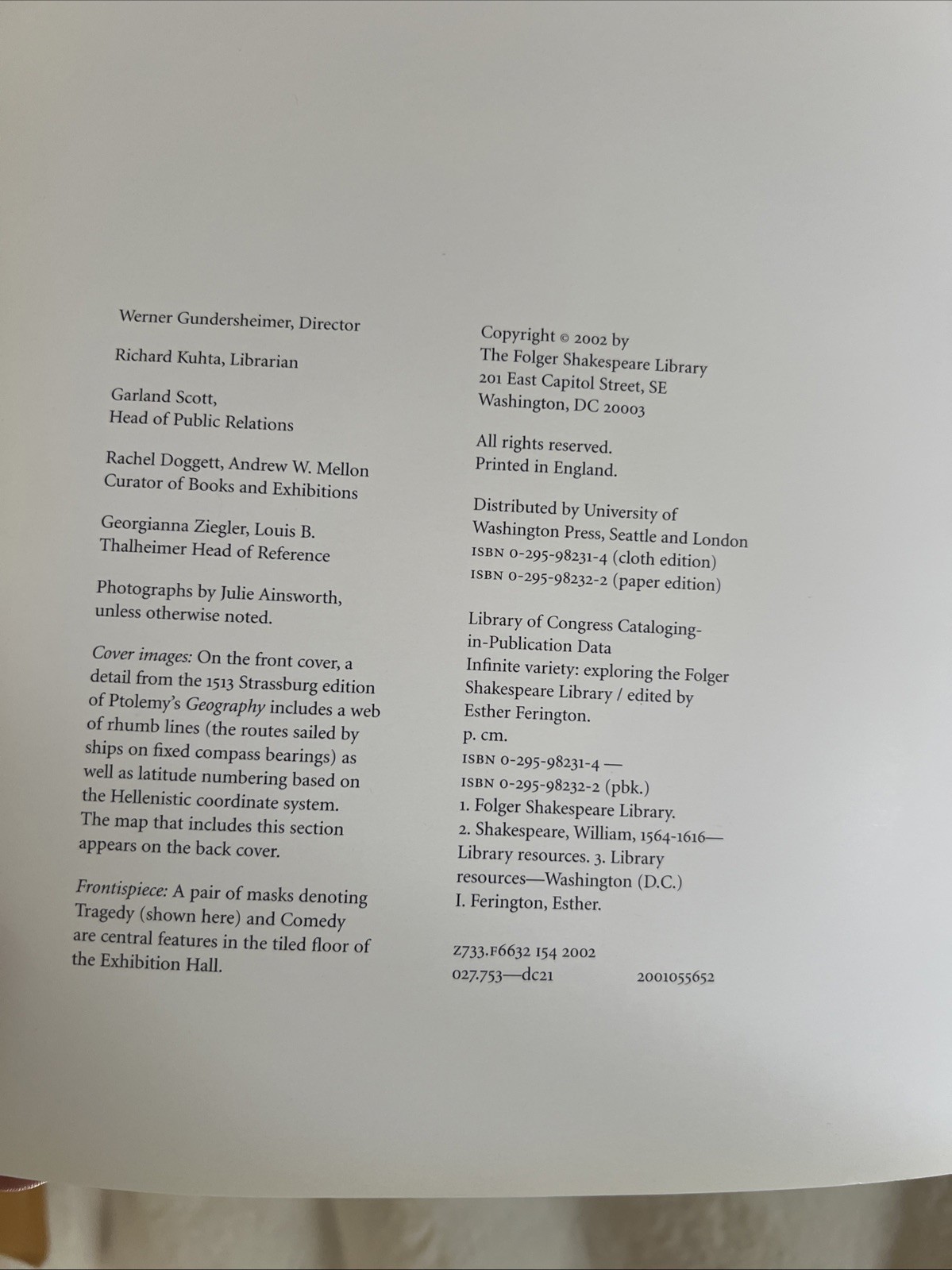 Infinite Variety: Exploring the Folger Shakespeare Library HC + Shakespeare Life