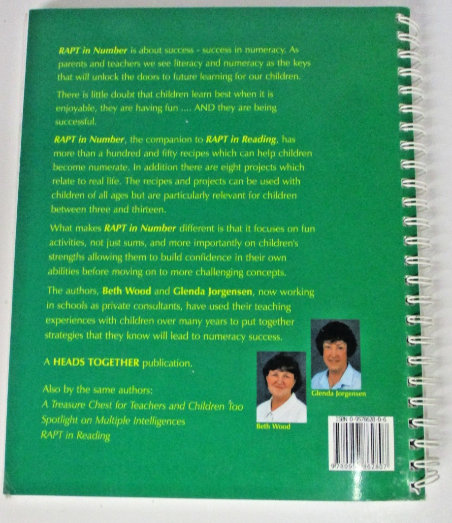RAPT In Reading + Number, by Beth Wood & Glenda Jorgensen – 0646364030