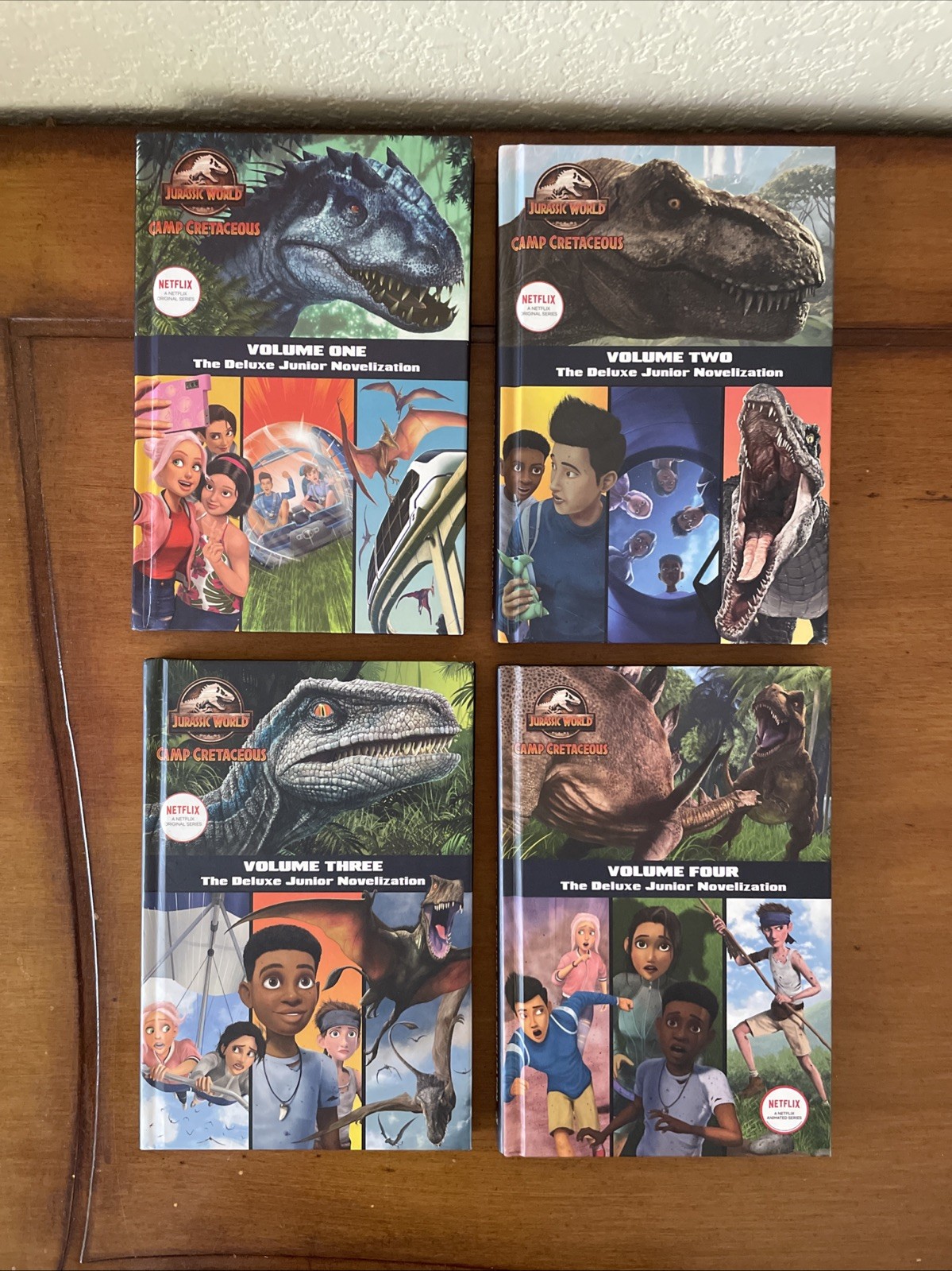 Lot of 6 Jurassic World – Camp Cretaceous Deluxe Junior Novelization 1-4 HC + 2