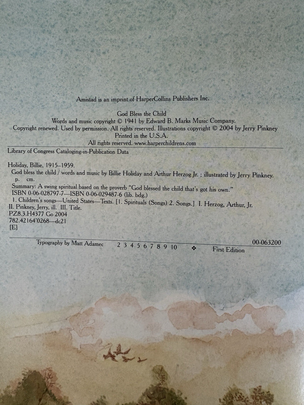 God Bless the Child by Billie Holiday and Arthur Herzog Jr. SIGNED Jerry Pinkney