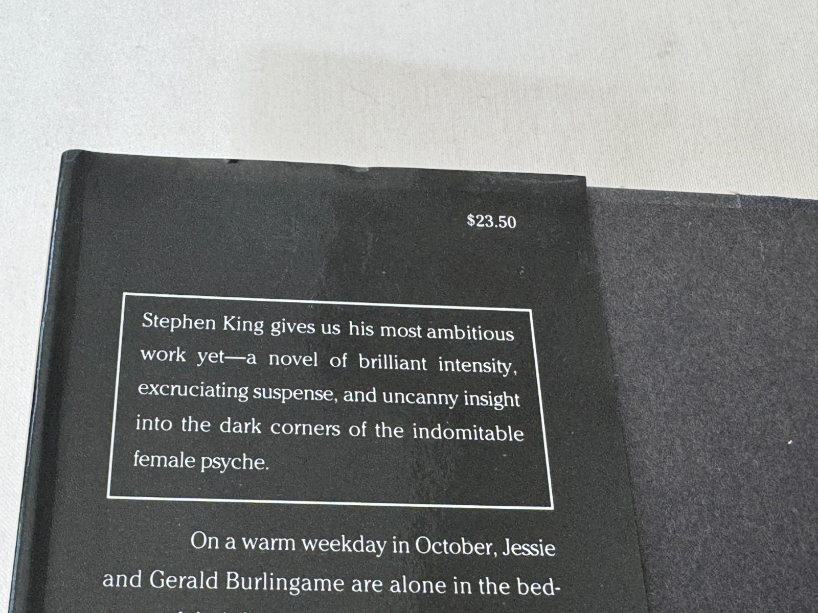 Gerald’s Game STEPHEN KING 1992 Hardcover w/ Dust Jacket 1ST Edition 1ST Printng