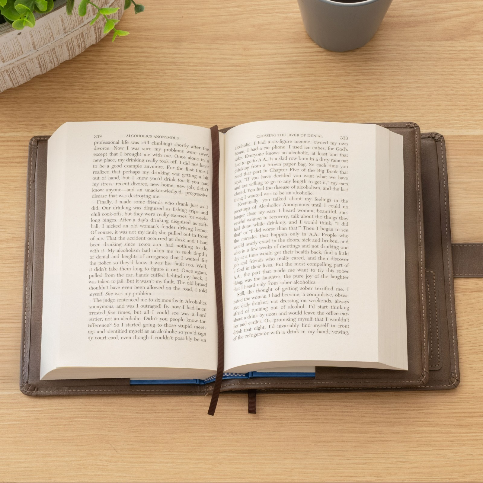 AA Big Book Cover & 12 Steps Traditions Set, Fits 2 Hardcover Books, Coin Holder