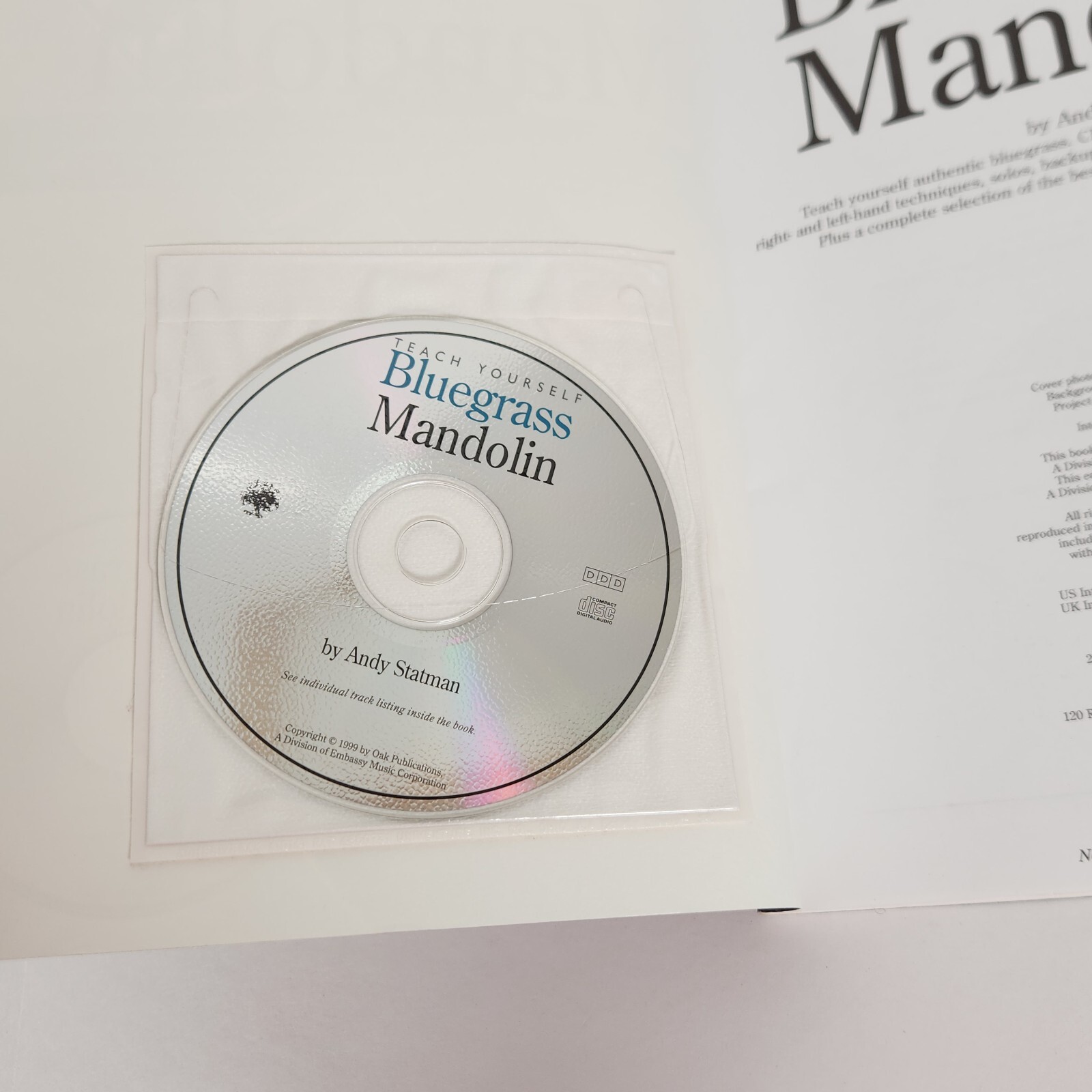 Teach Yourself Bluegrass Mandolin by Andy Statman w CD Instruction Learn to Play