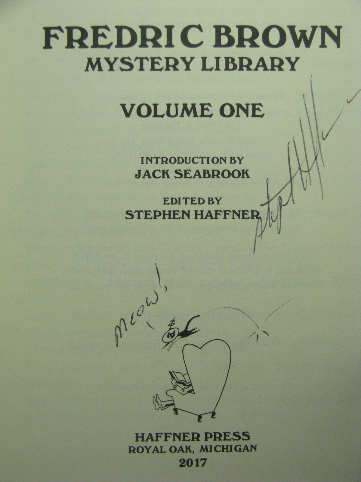 1st,signed SH,Fredric Brown Mystery Library 1: Murder Draws a Crowd,Haffner,2017