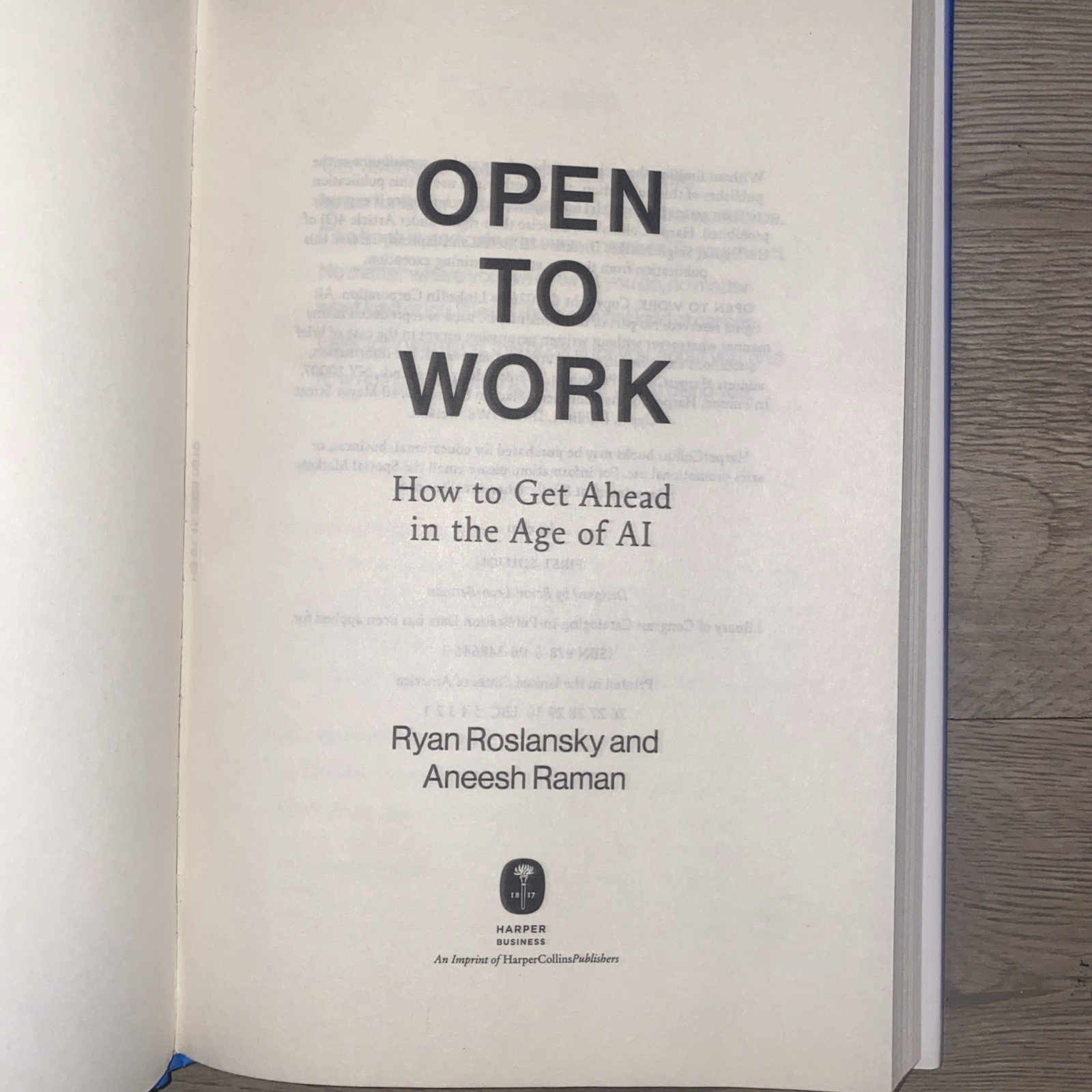 Open to Work How to Get Ahead in the Age of AI HC Book Ryan Roslansky