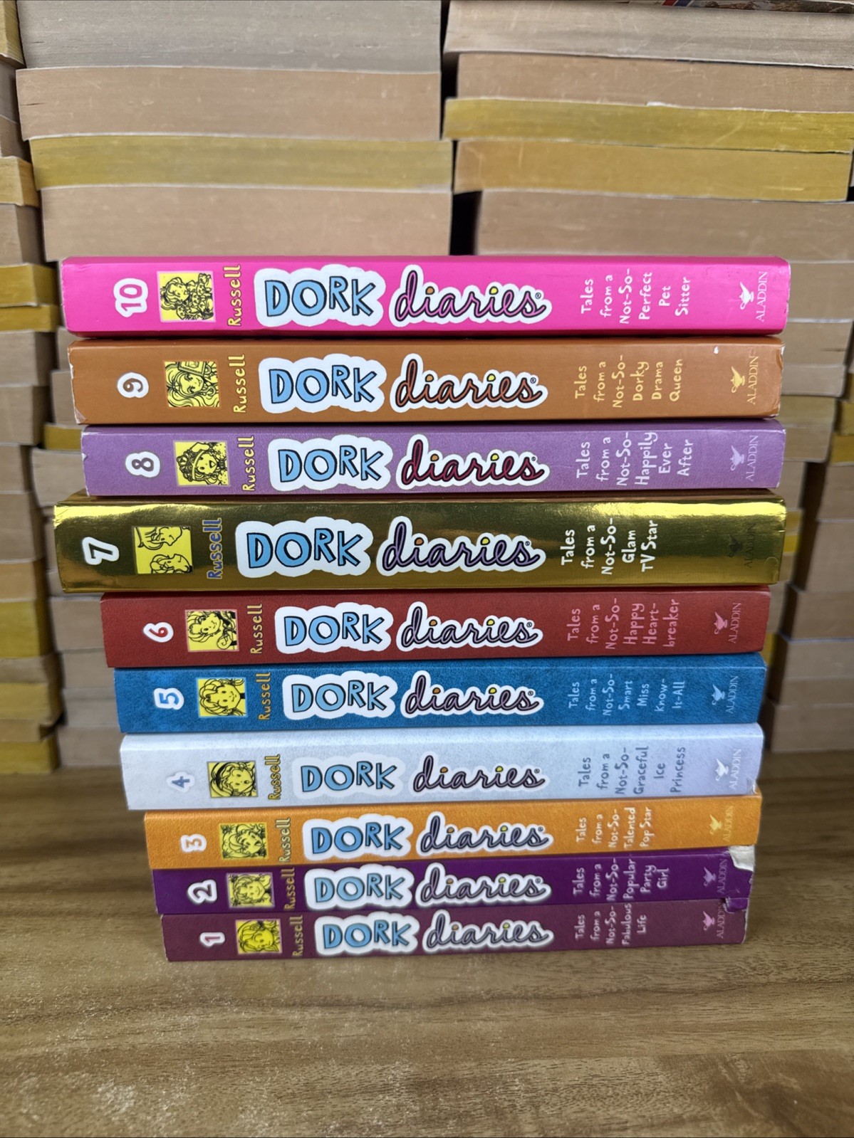 Lot of 10 DORK DIARIES By Rachel Renee Russell Paperback Books 1-10 Number 7 HC