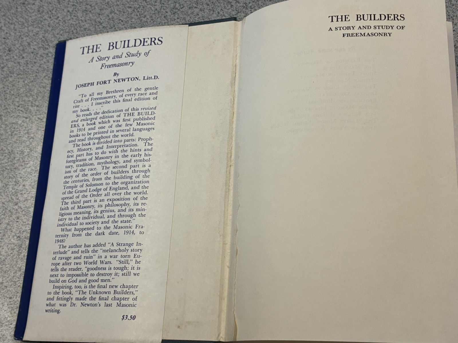 The Builders, and Duncan’s Ritual of Freemasonry (lot of 2 volumes)
