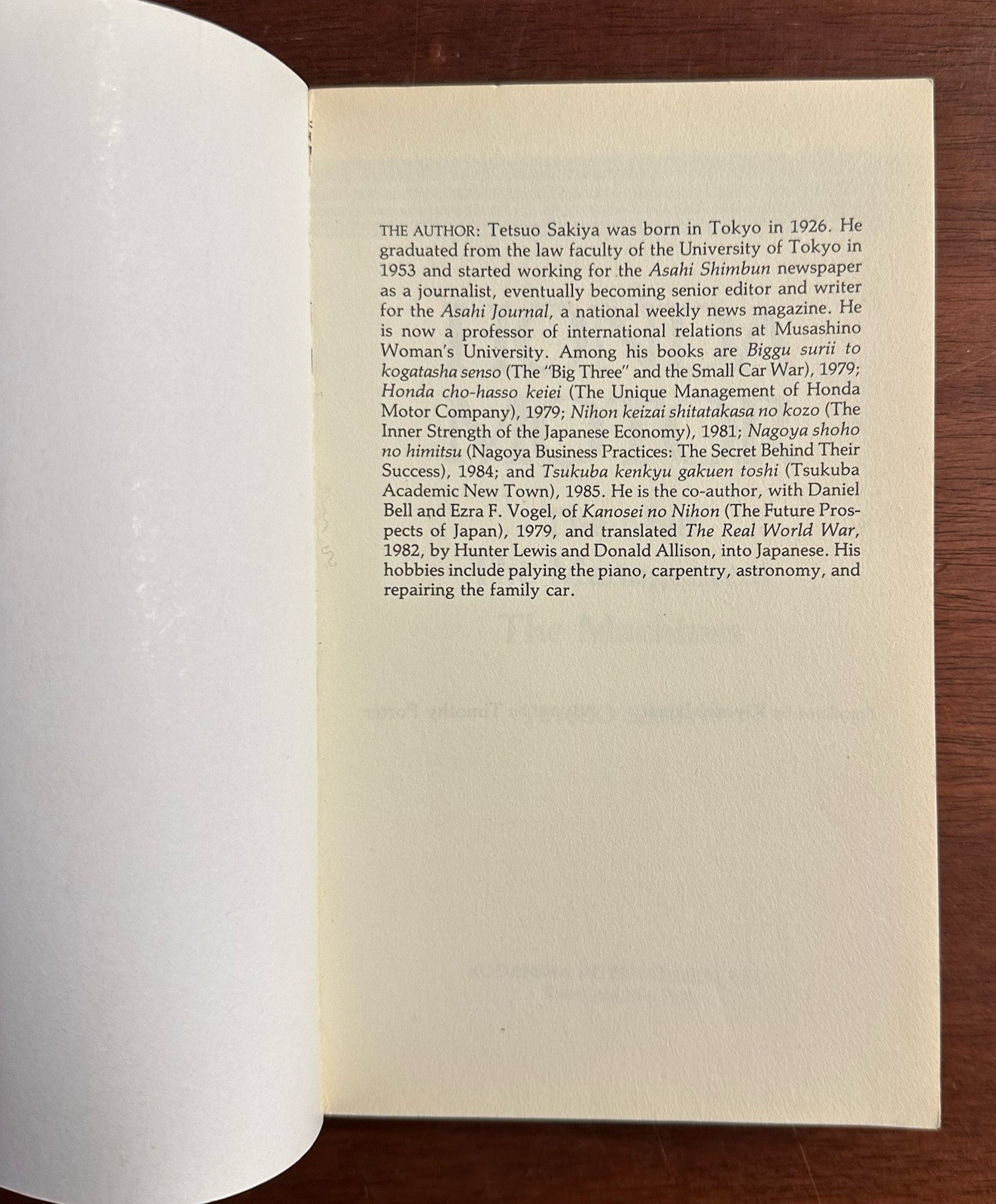 HONDA MOTOR: THE MEN, THE MANAGEMENT, THE MACHINES Tetsuo Sakiya 1st Paperback