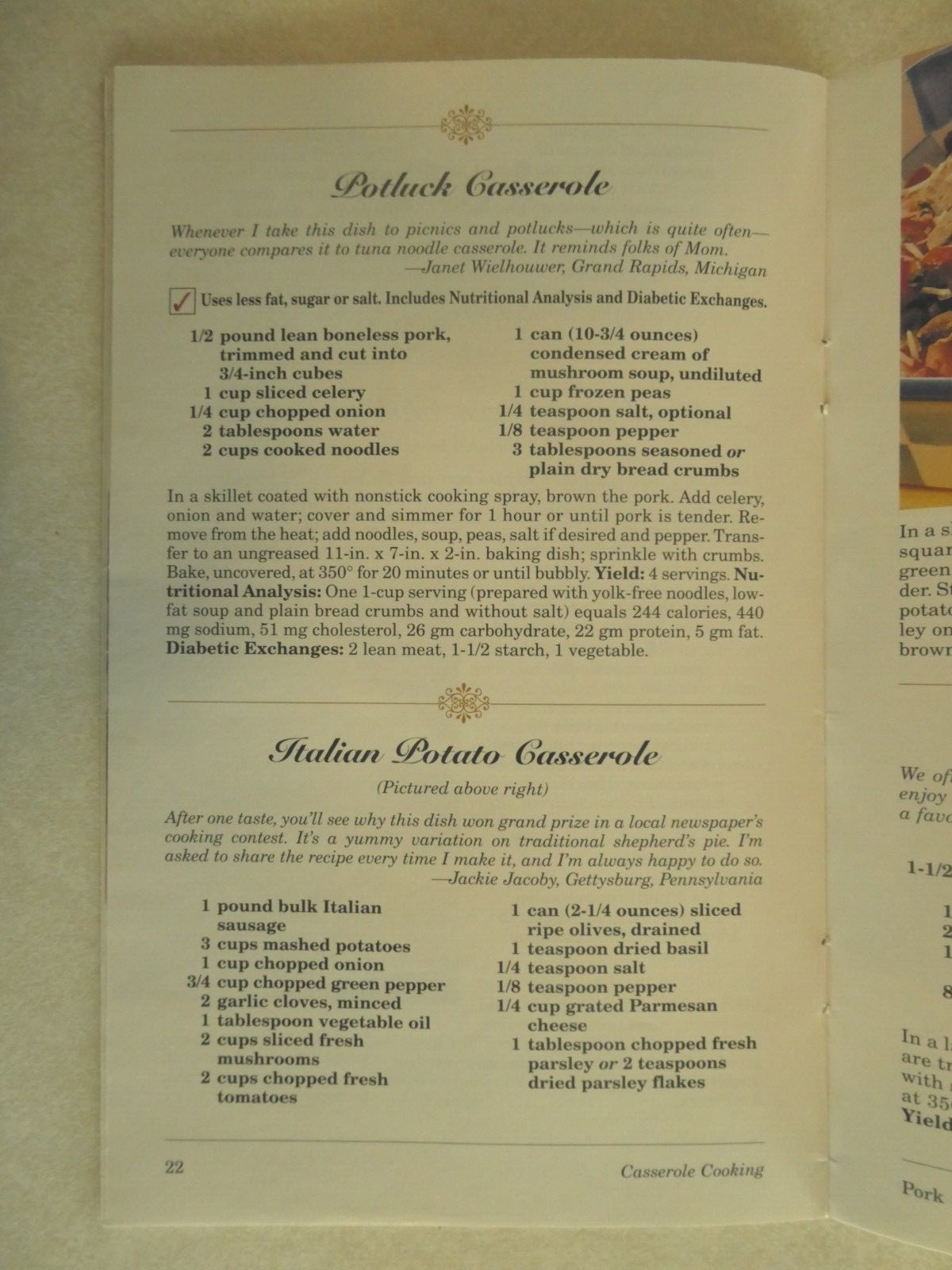 Taste of Home Casserole Cooking 35 pages of recipes published in 2000