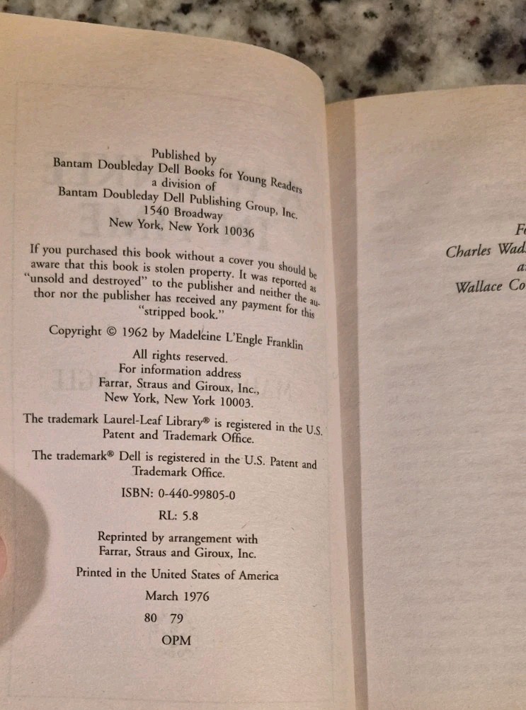 A Wrinkle in Time Paperback by Madeleine L ‘Engle