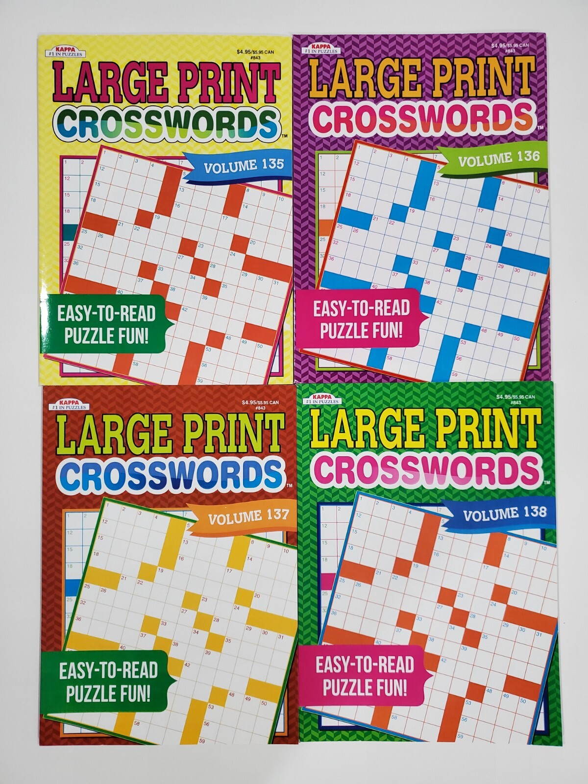 Large Print Crosswords Puzzle Books Kappa Games,Search,Hunt~ Pick up to 20 Vols