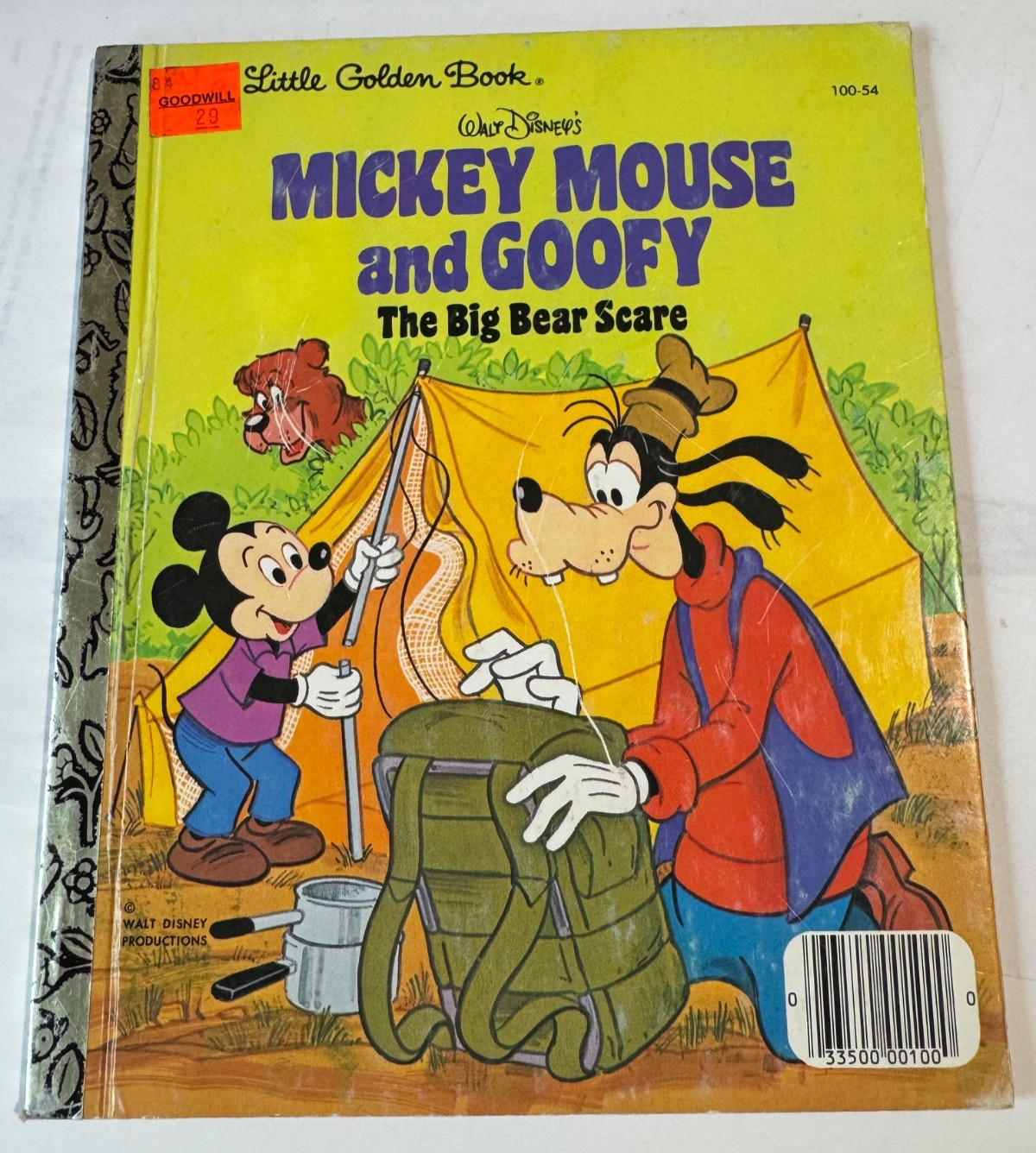 Vintage Mickey Mouse & Goofy The Big Bear Scare A Little Golden Book 1978 M