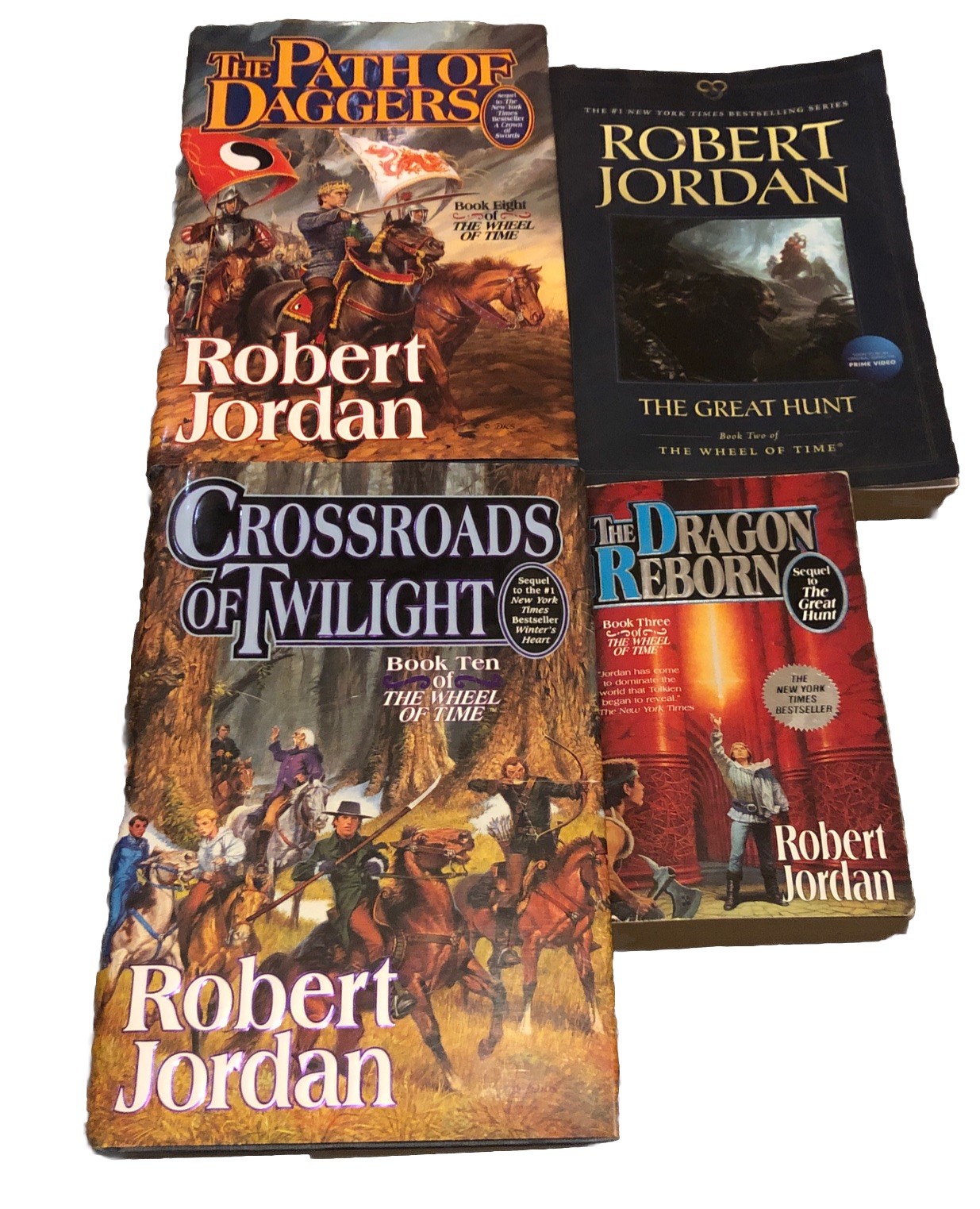 Lot of 4 Robert Jordan Wheel of Time 2,3,8 & 10 TOR Fantasy HB w/ DJ & PB 1st Ed