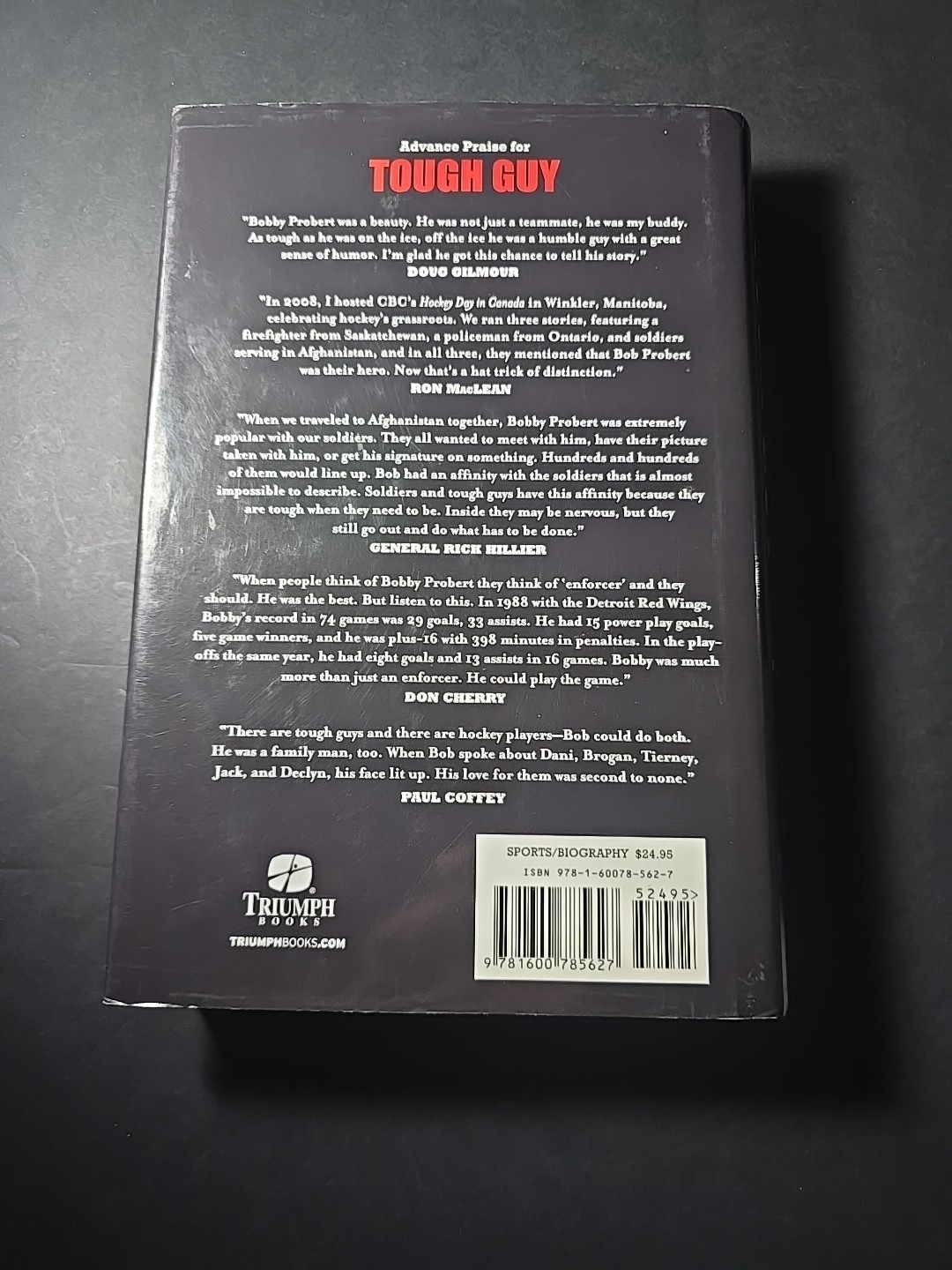 2010 BOB PROBERT Tough Guy Hardcover W/DJ Book DETROIT RED WINGS