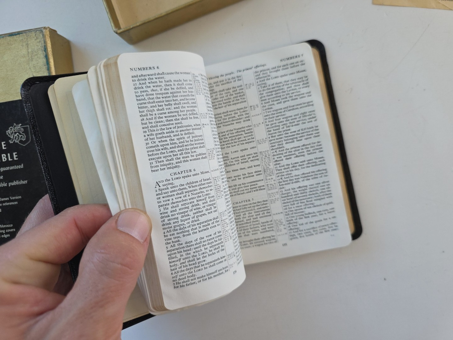 Vintage Cambridge Crystal Bible KJV Compact Superfine Black Morocco Leather