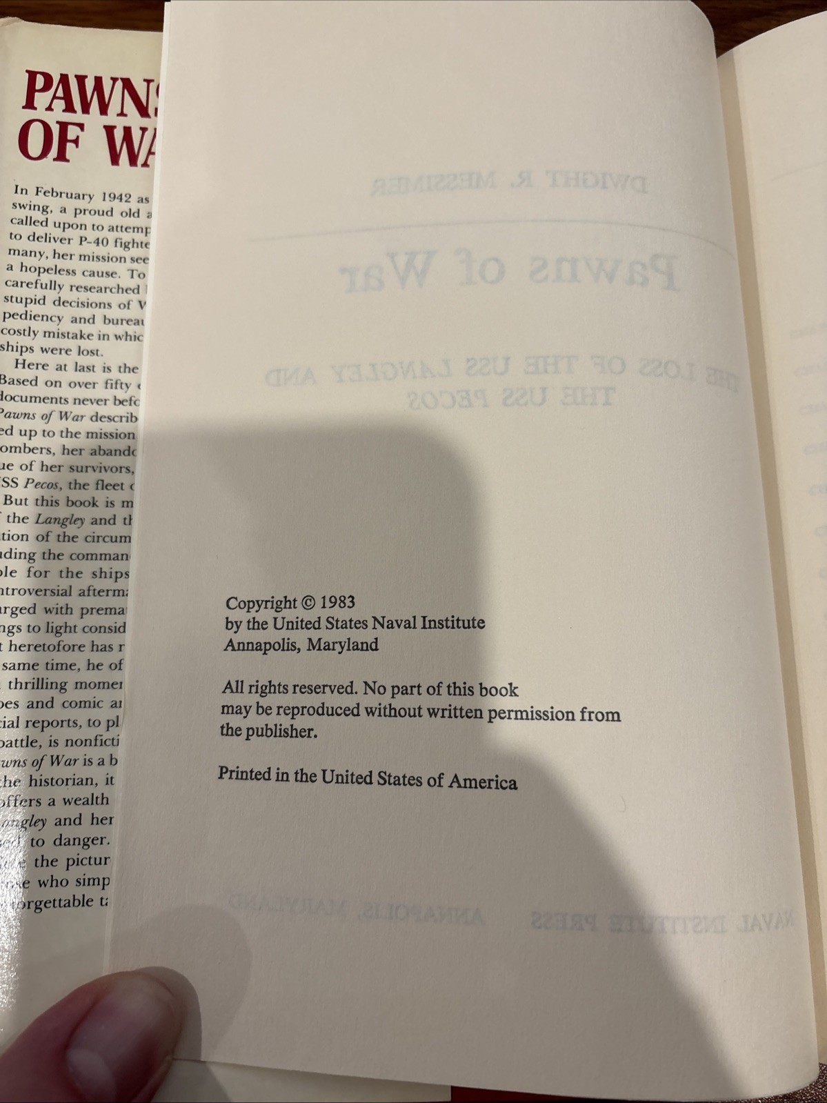 PAWNS OF WAR, The Loss of the USS Langley and the USS Pecos, Dwight Messimer