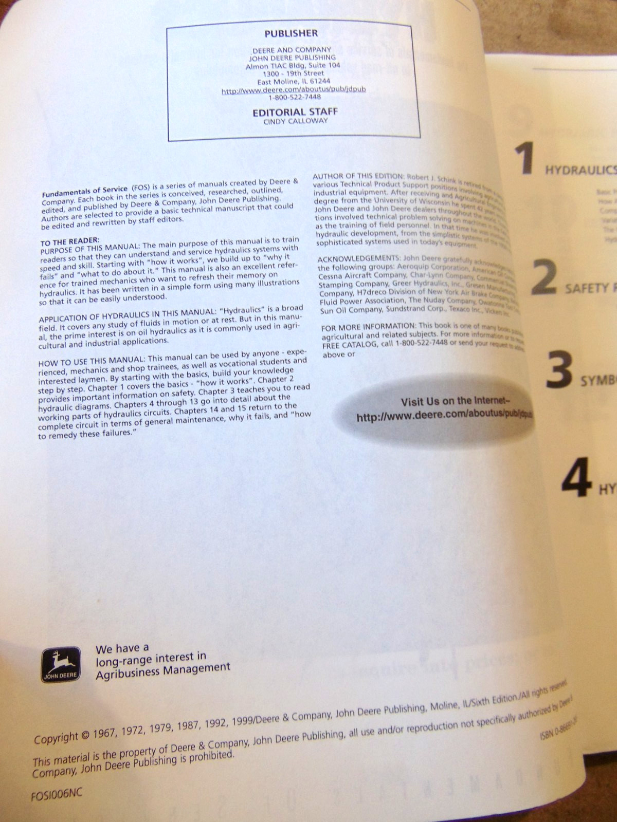 Hydraulics Fundamentals of Service by John Deere 1999 PB Vehicle Mechanics