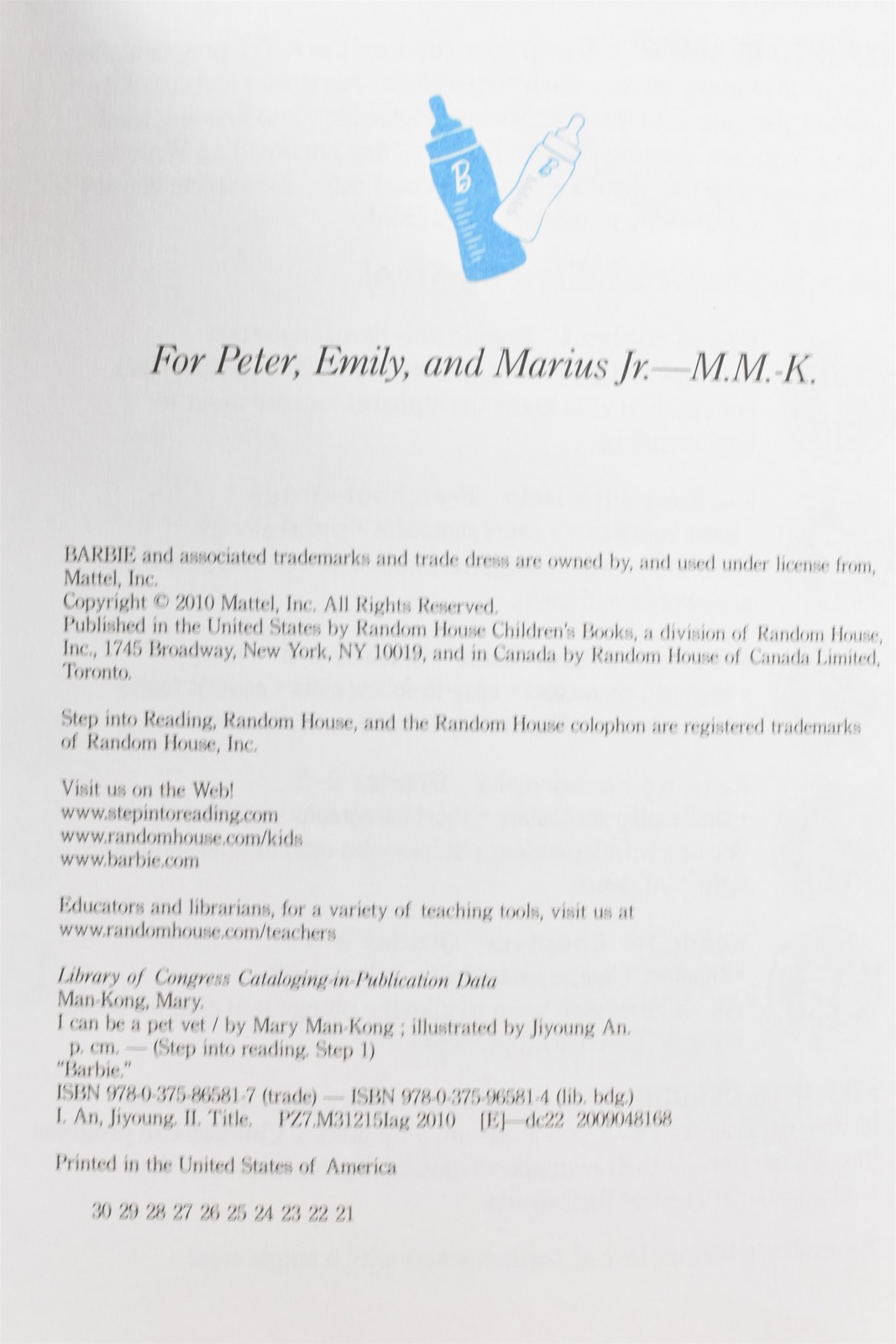Step into Reading Ser.: I Can Be a Pet Vet (Barbie) by Mary Man-Kong (2010, Trad