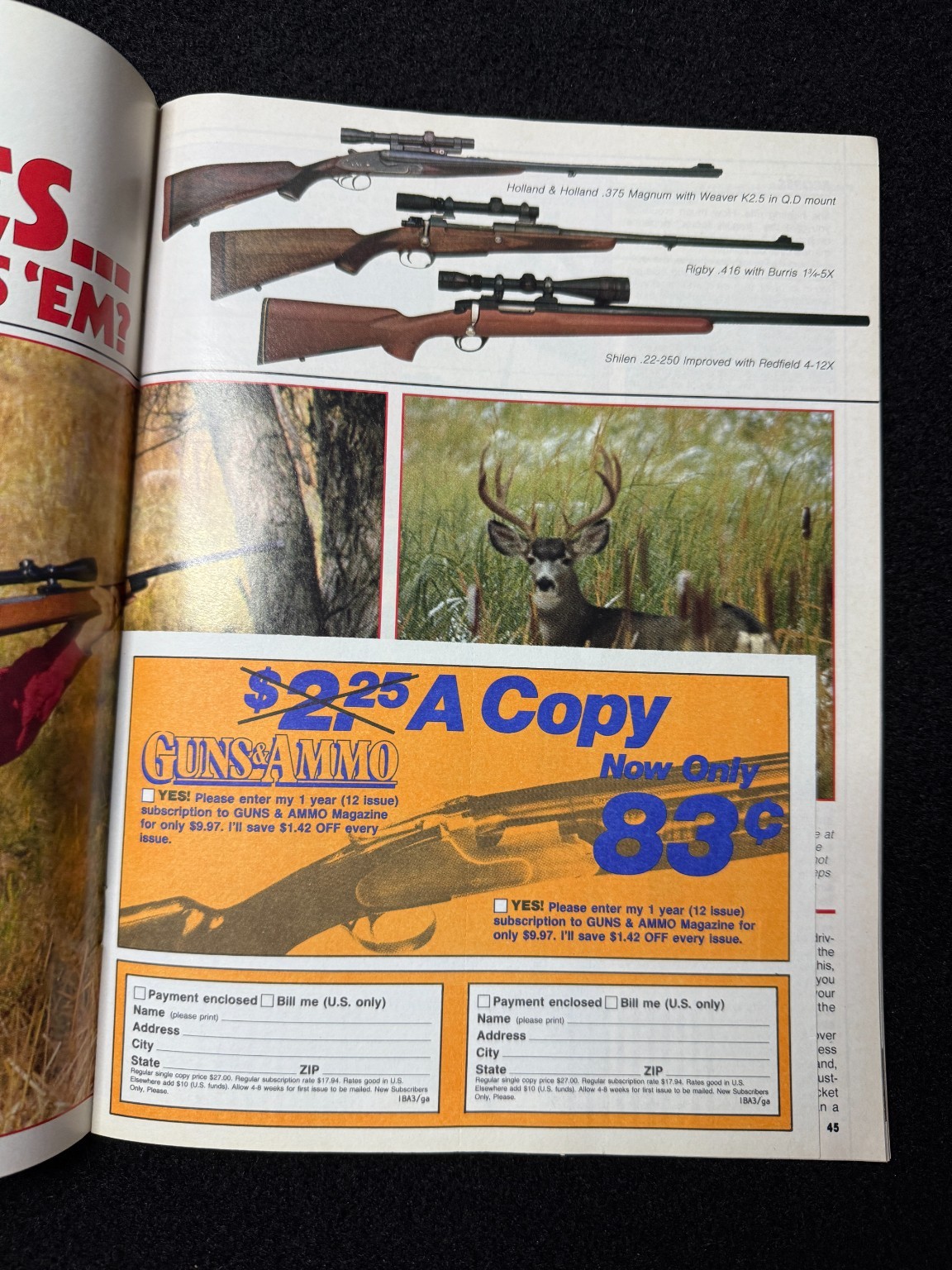 Guns & Ammo Magazine February 1987 New Gun Laws Firearms Hunting Vintage
