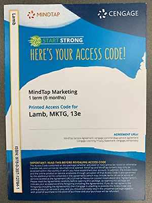 MindTap Marketing 1 term (6 months) MKTG, – Printed Access Code, by Lamb – New a