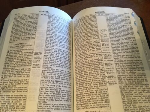 KJV Old Scofield Study Bible Navy Leather 1917 notes Red letter Thumb-Indexed