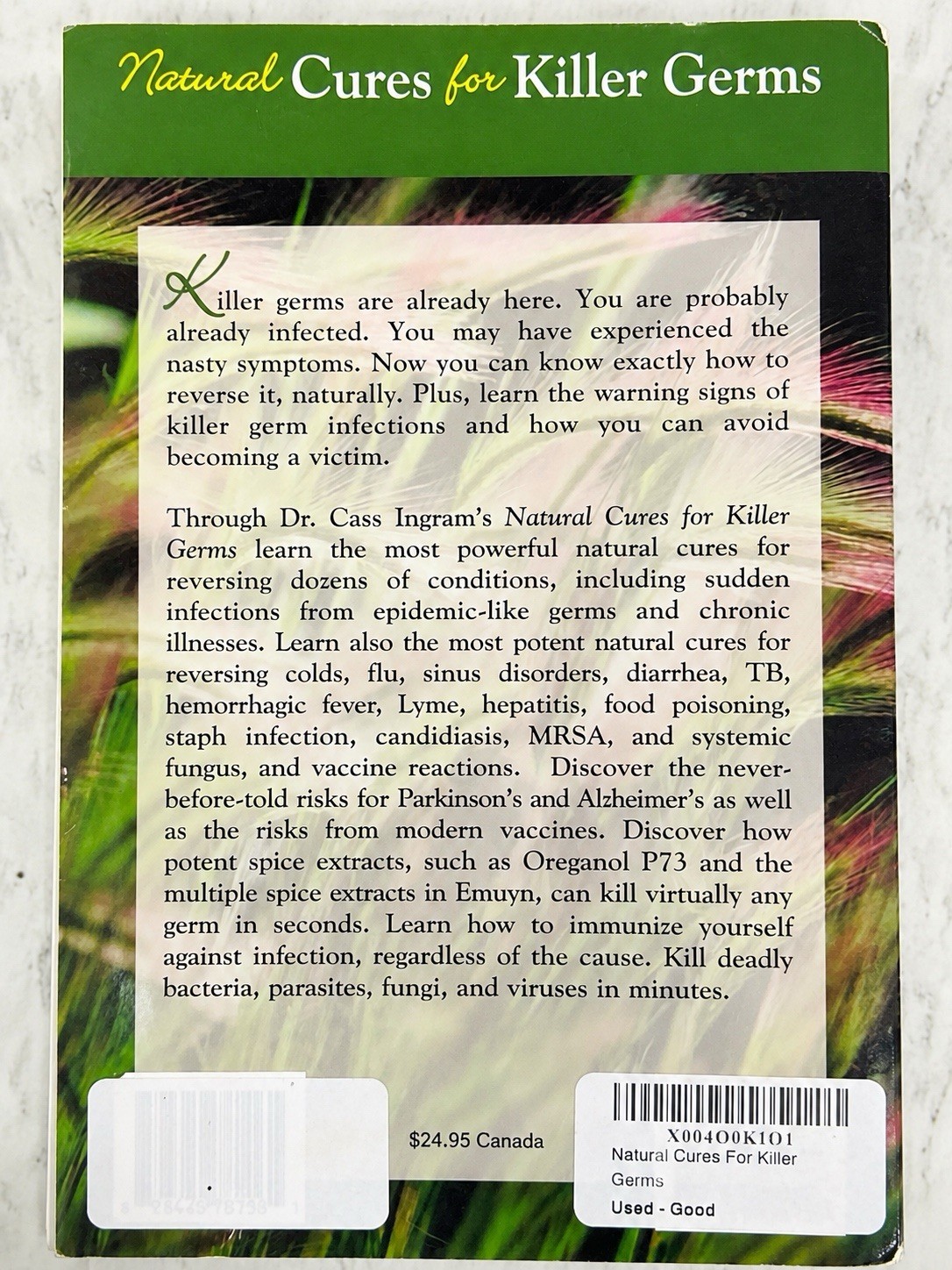 Natural Cures for Killer Germs Dr. Cass Ingram Paperback Acceptable