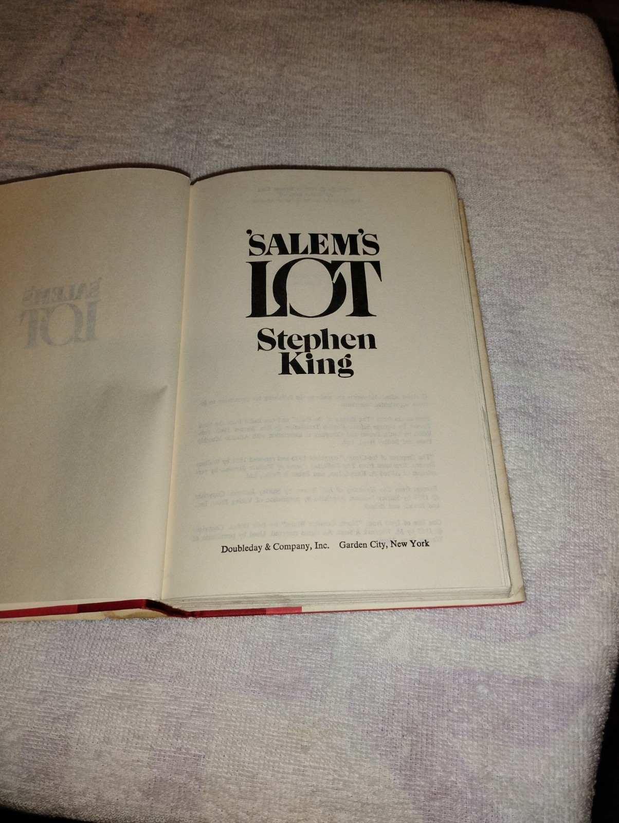 SALEM’S LOT HC DJ Stephen King First Book Club Edition BCE 1975