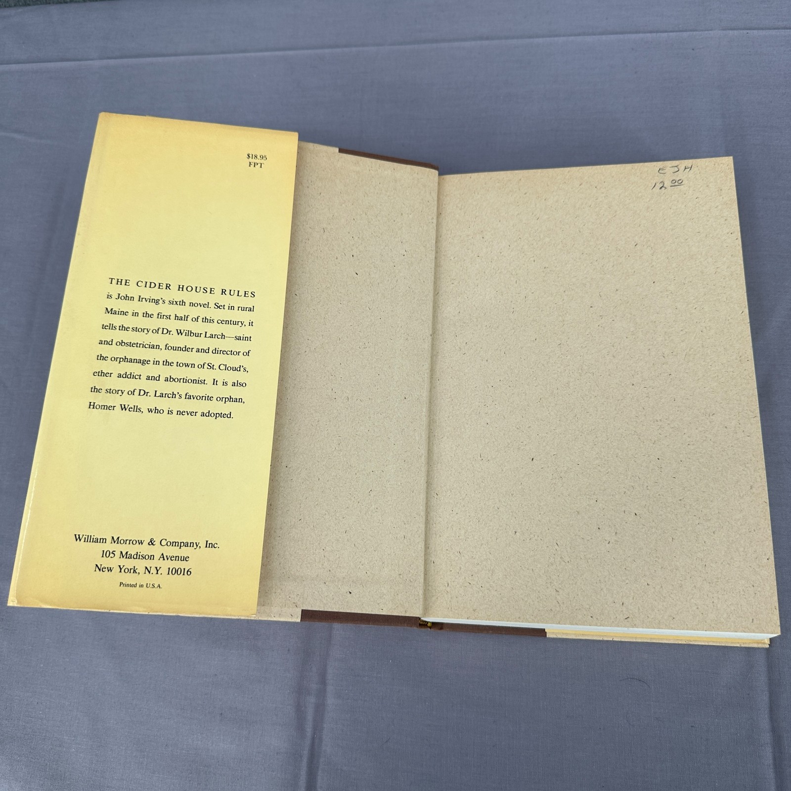 The Cider House Rules John Irving Hardcover Book Club Edition w Dust Jacket