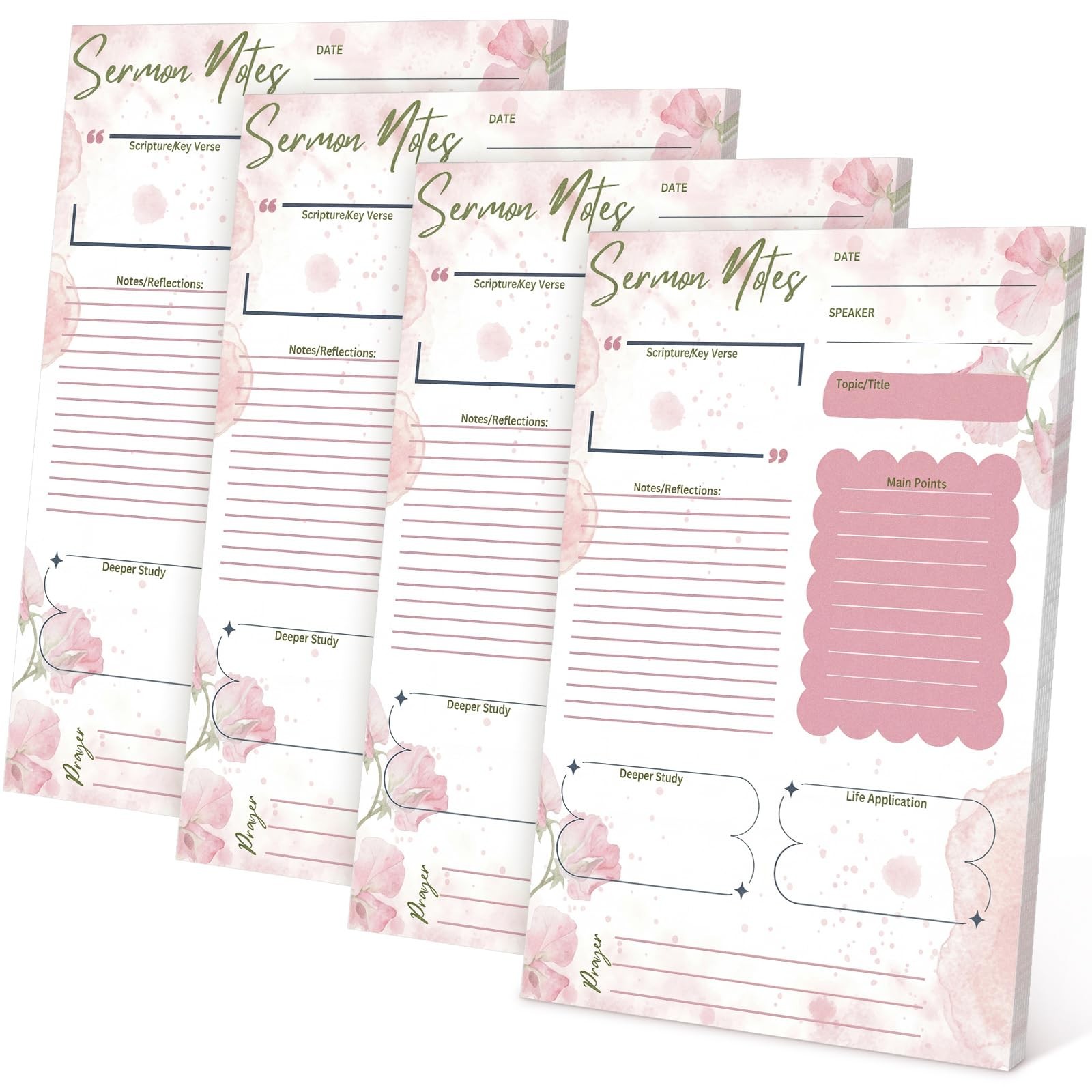 6 Pcs Sermon Notes Notebook Church Notebook 5.5 x 8.5 Inch Tear Away Sermon J…