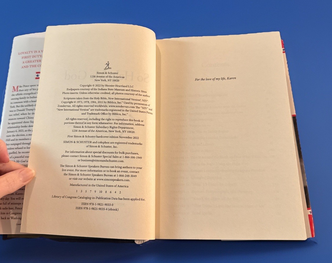 So Help Me God by Mike Pence Signed First Edition Hardcover Book