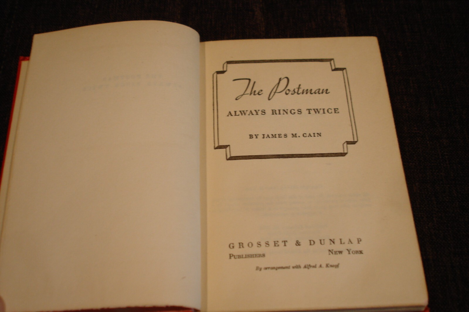 James Cain The postman always rings twice HB 10th printing