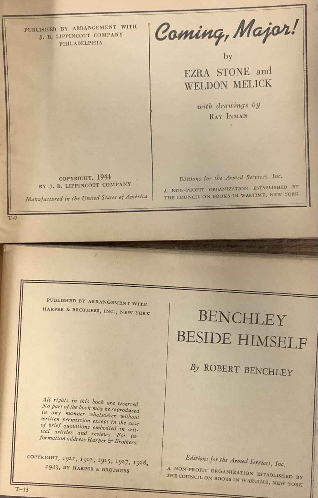 ARMED SERVICES EDITION Books, Lot of 4, WW II ERA, Misc. Authors