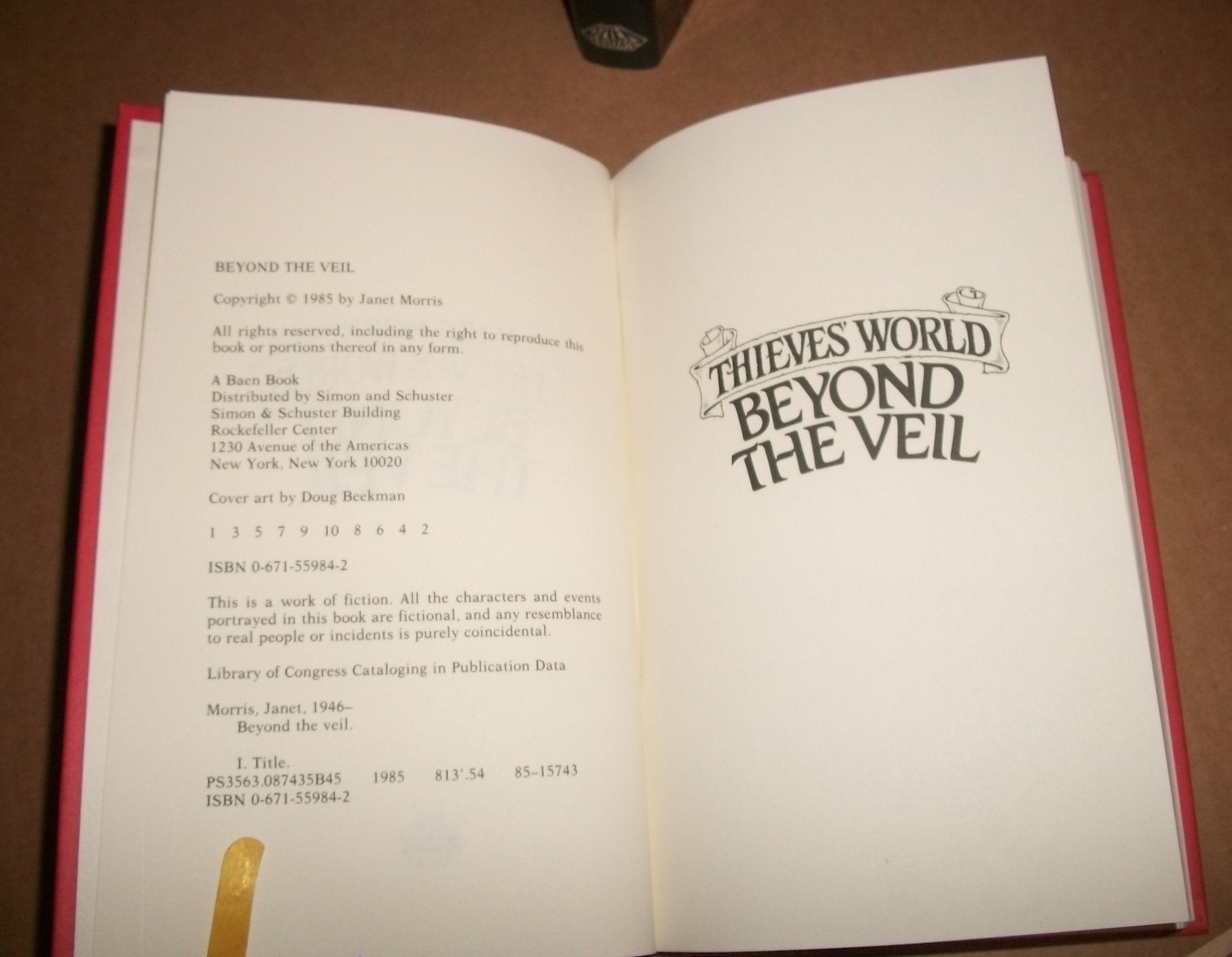 Thieves World Beyond the Veil 1985 Baen Janet Morris HCDJ $15.95 FE and prt VGVG
