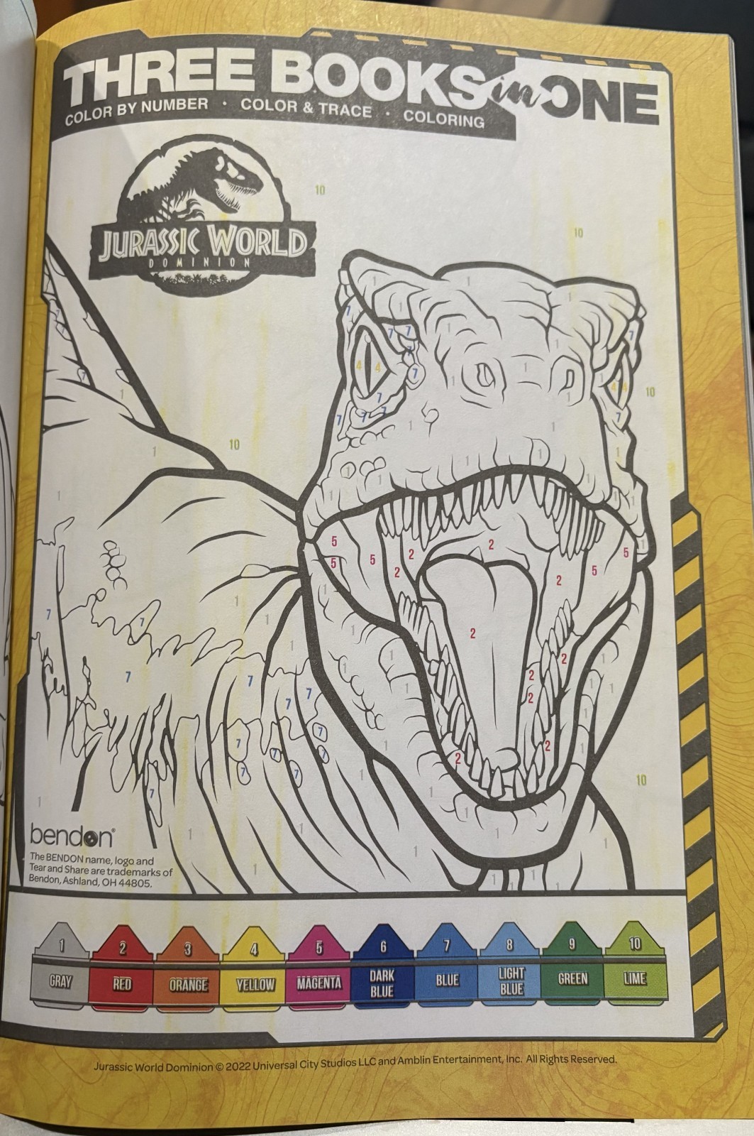 Jurassic World Three Books in One NEW Coloring Color & Trace Color by Number