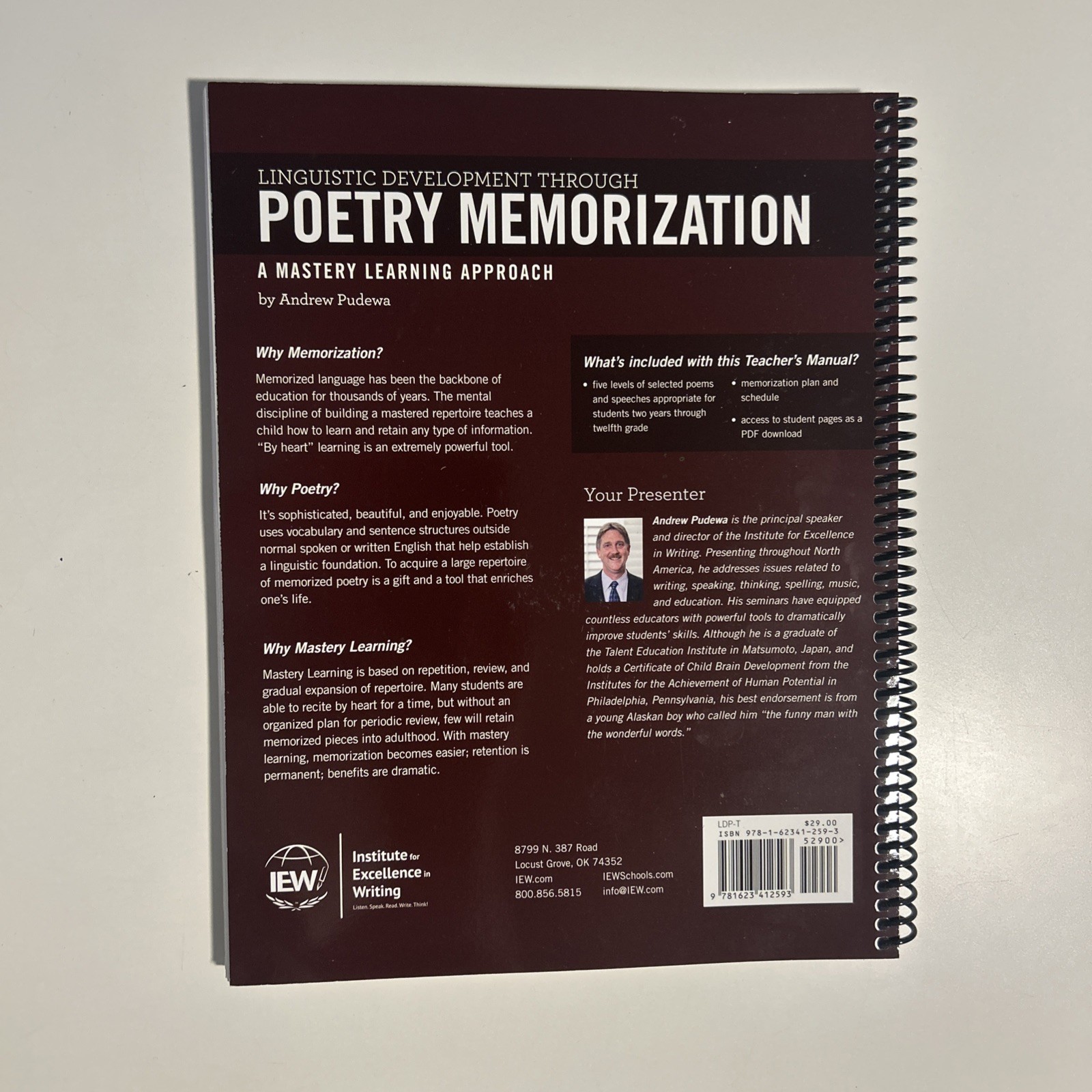 IEW Poetry Memorization Linguisitic Development Mastery Learning Teachers Manual