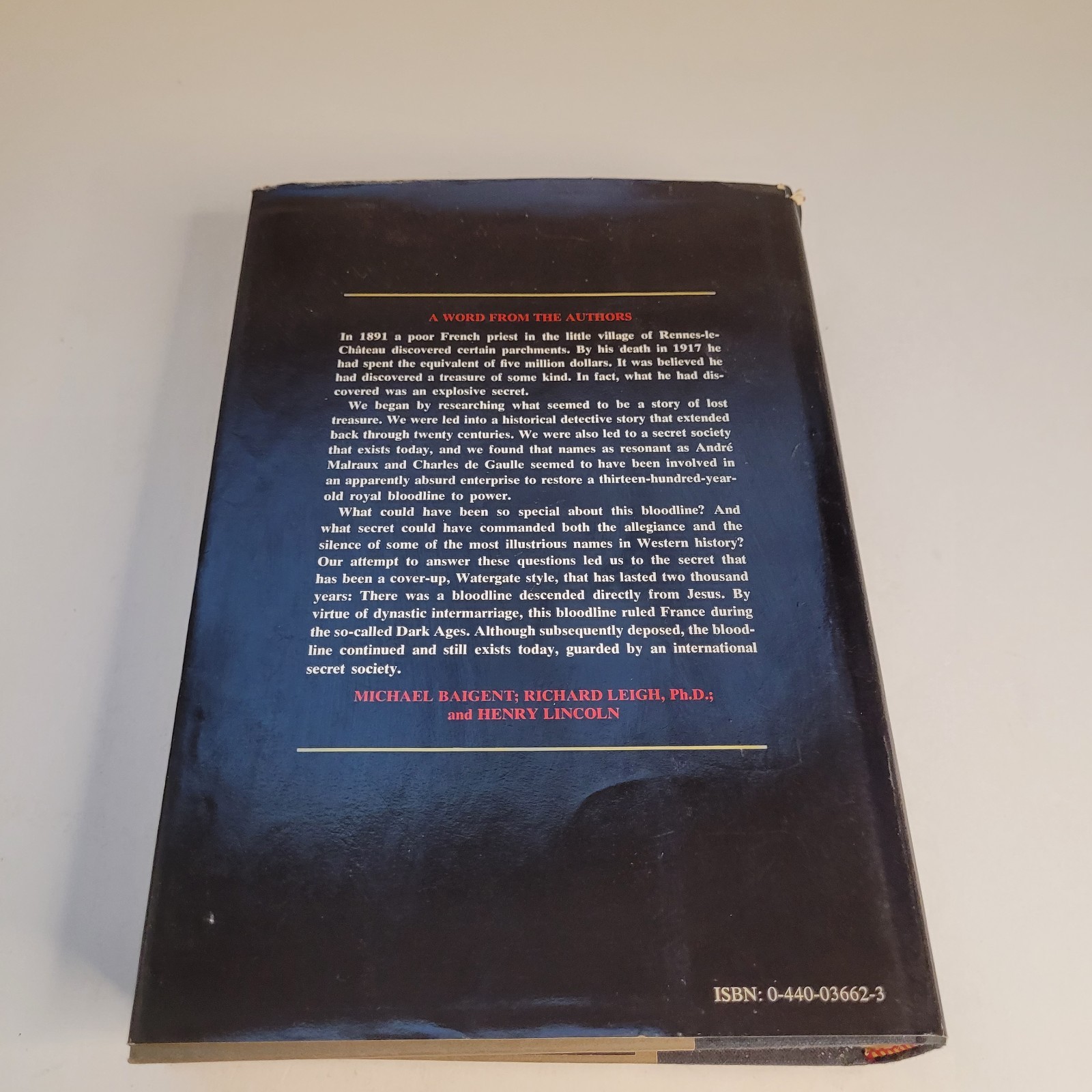 Holy Blood Holy Grail by Richard Leigh Michael Baigent Henry Lincoln 1982 HC