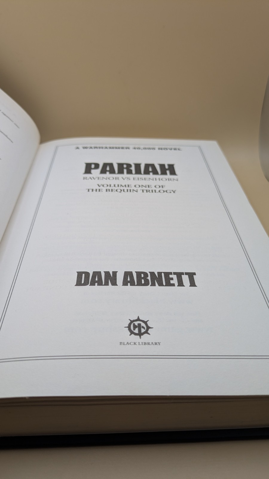 Pariah – Bequin Trilogy Novel – Dan Abnett – Warhammer 40k – Hardcover