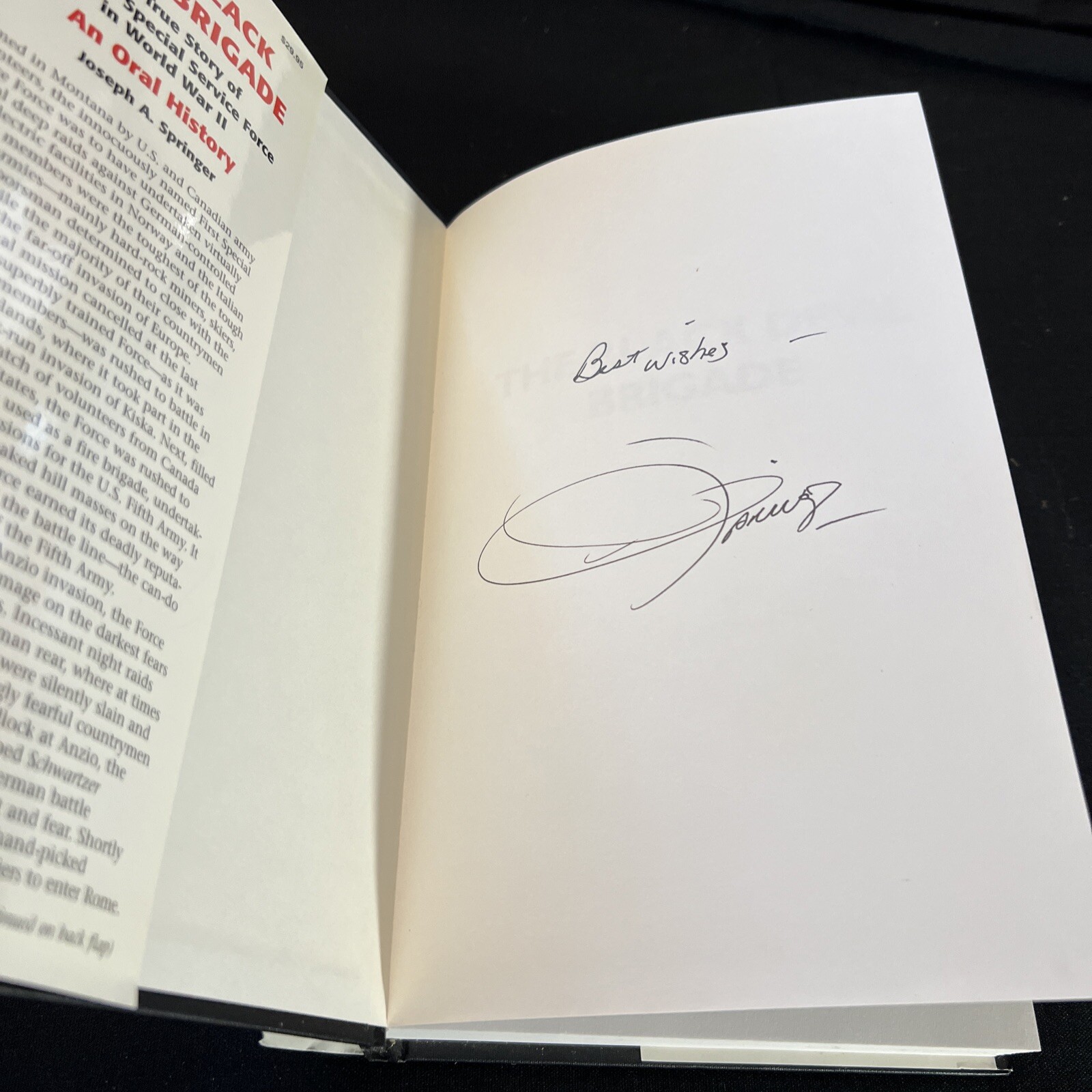 The Black Devil Brigade: 1st Special Service SIGNED 1st Ed HCDJ Joseph Springer