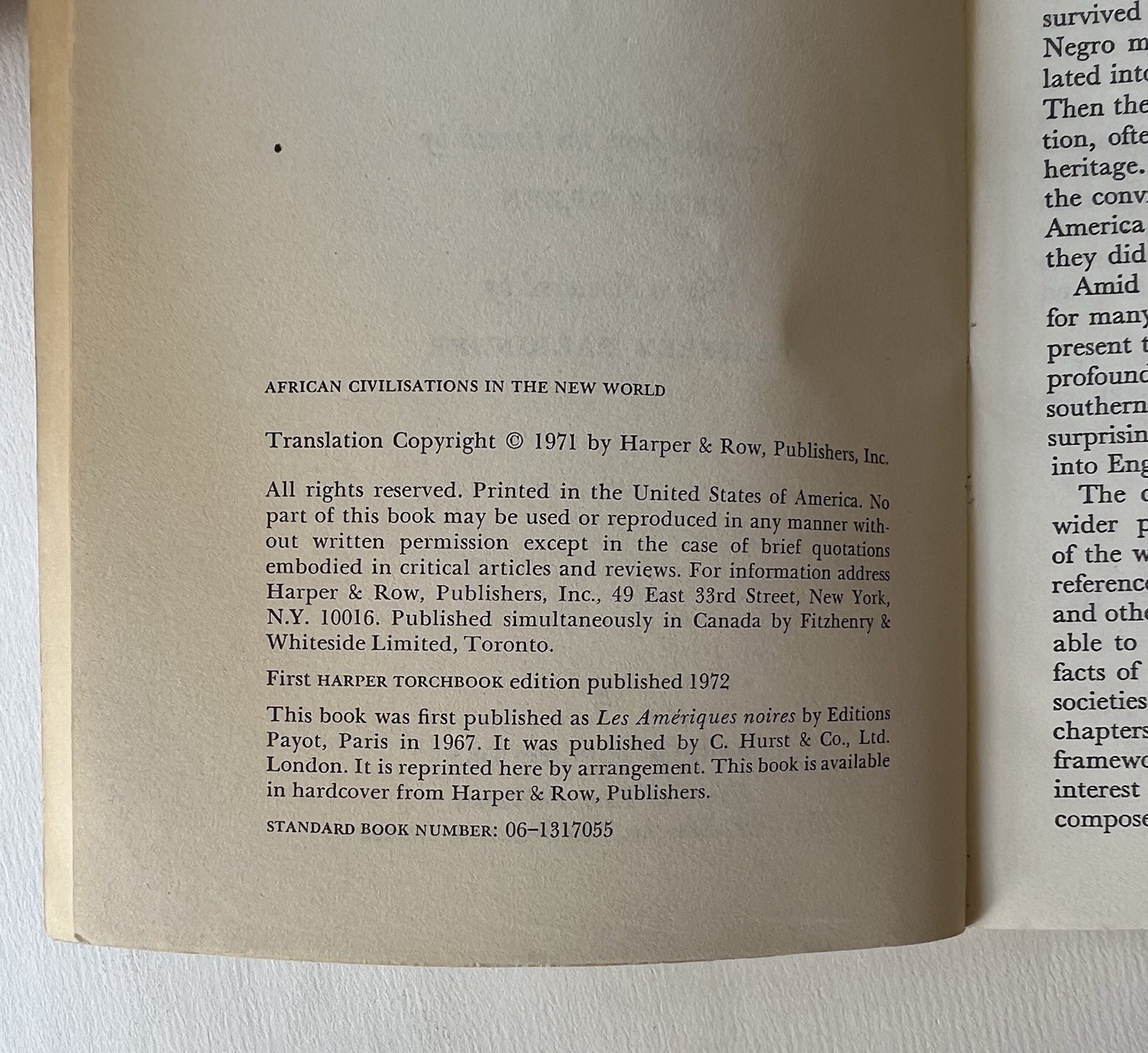 Roger Bastide African Civilisations in the New World 1972 Anthropology Book