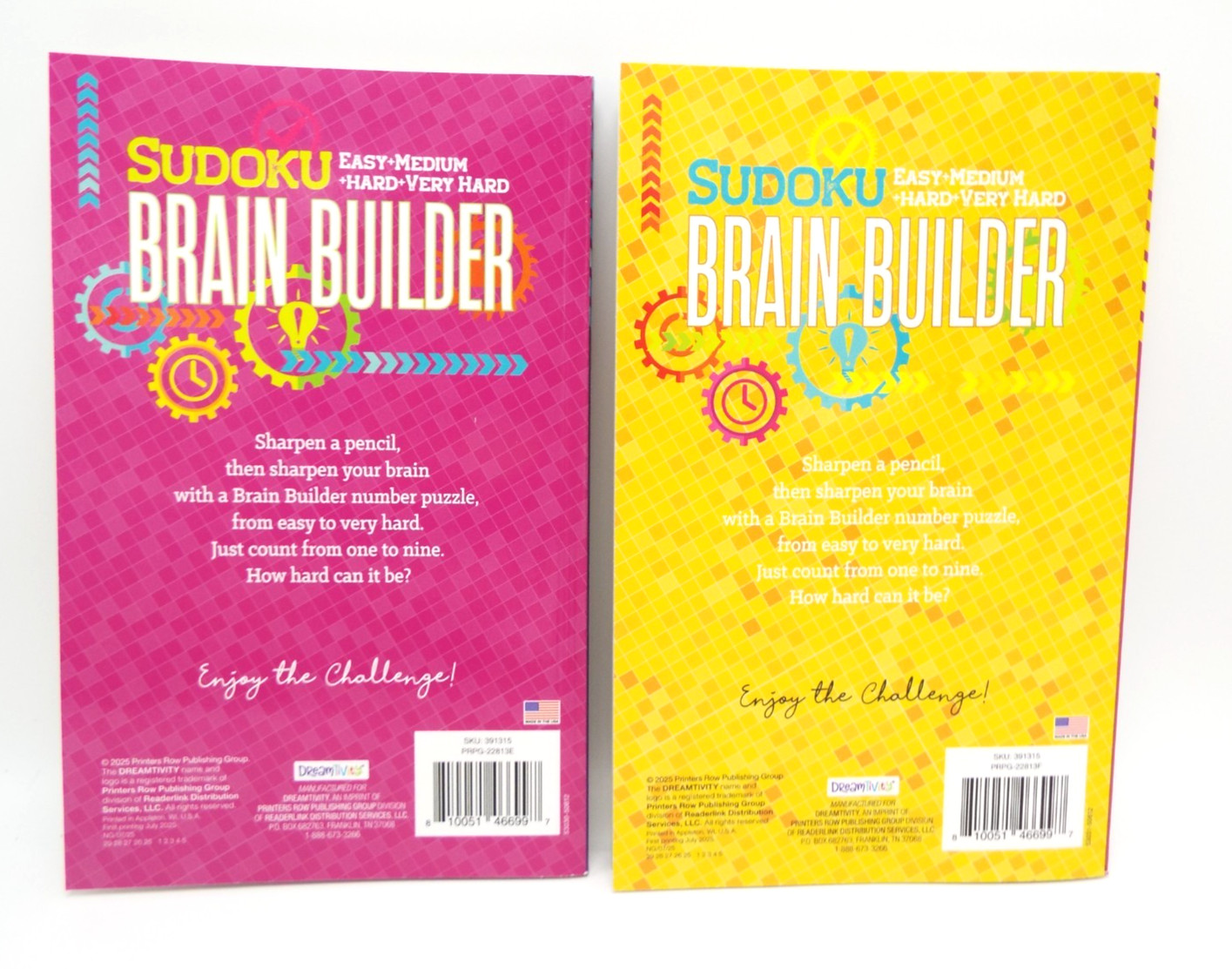 2 Sudoku Brain Builder Puzzle Books: Vol. 7 & 8 Smaller size: 5.25″ x 8.25″ NEW