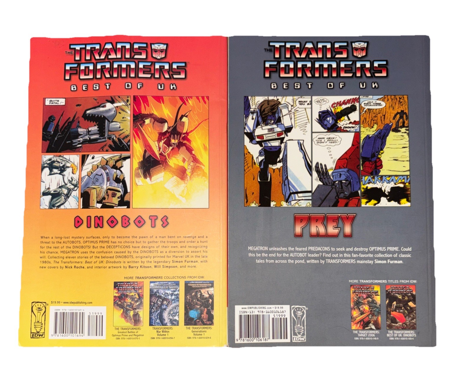 Transformers: Best of the UK Dinobots & Prey Set If 2 Simon Furman IDW TPB GUC