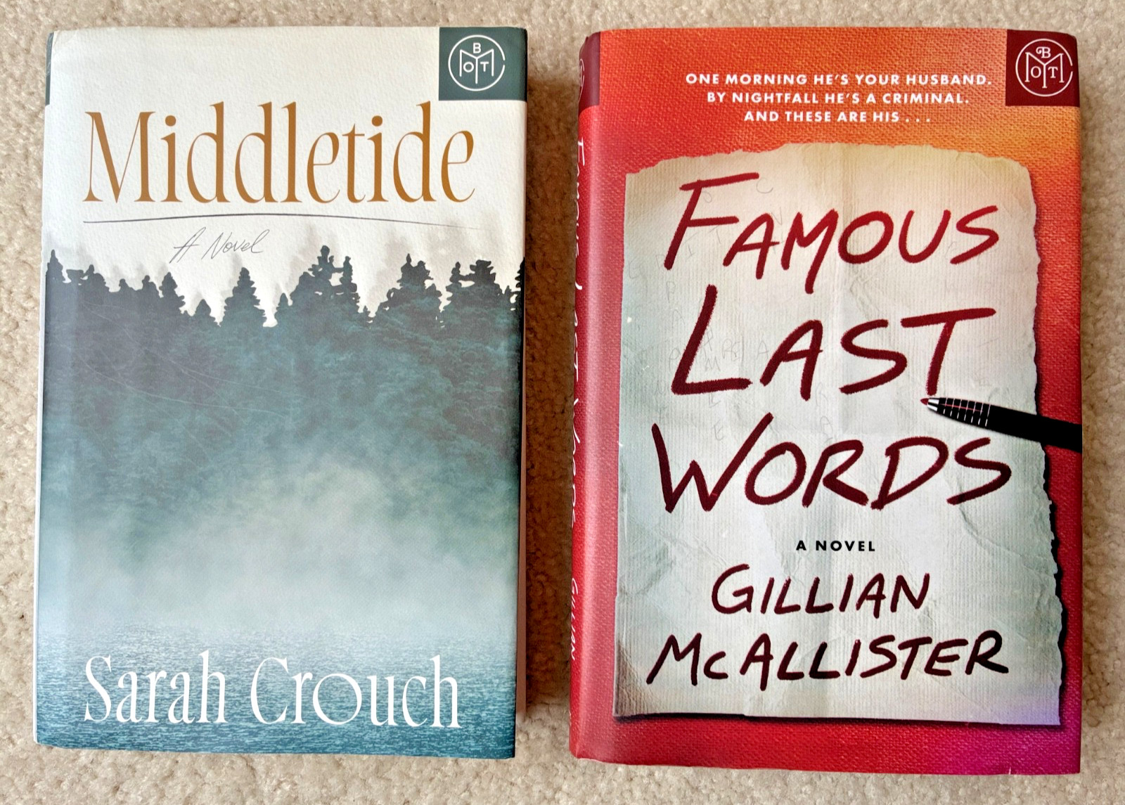 Lot 2 BOMC: Middletide by Sarah Crouch + Famous Last Words by Gillian McAllister