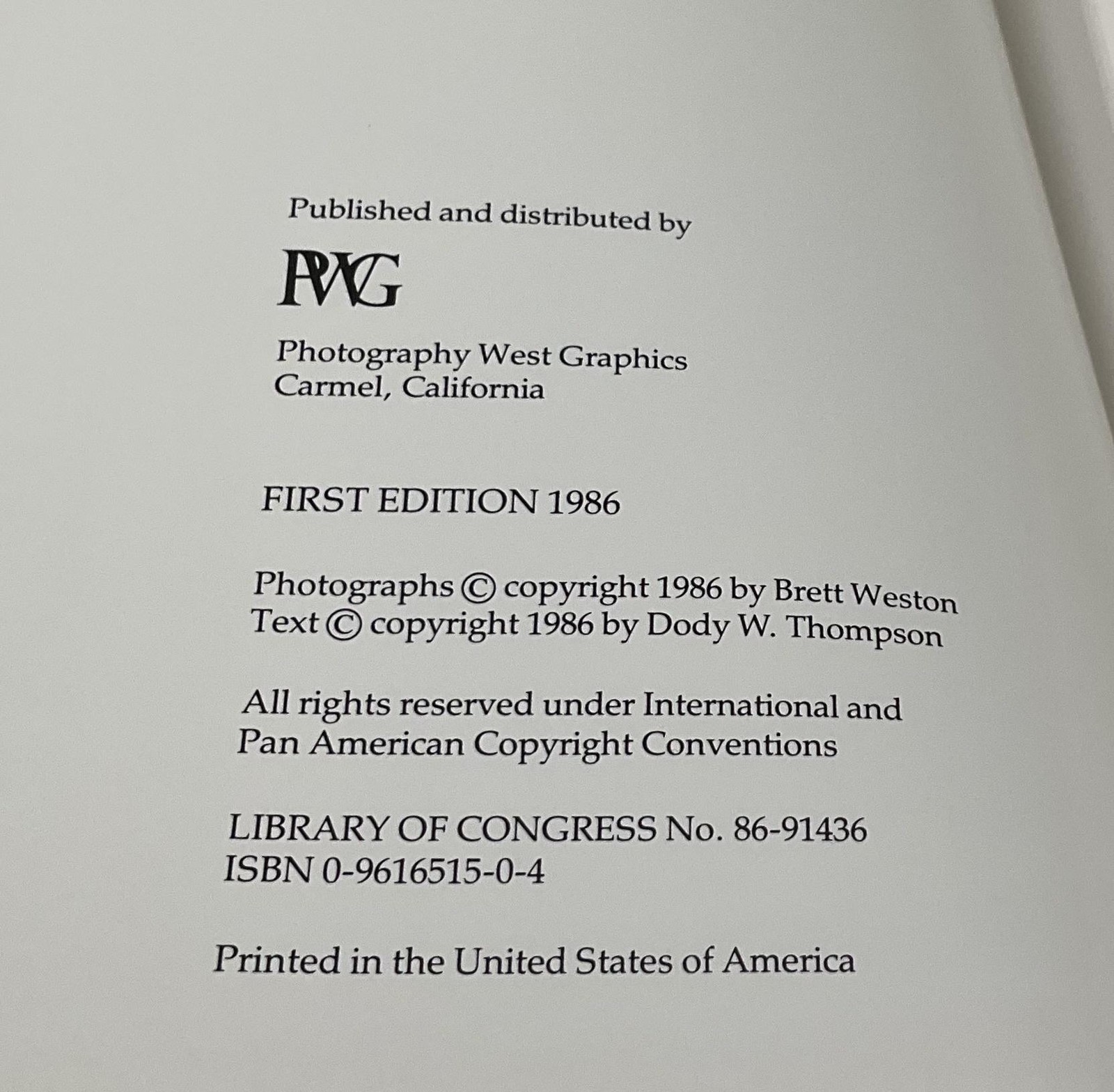 Vintage Brett Weston A Personal Selection First Edition Hardcover 1986
