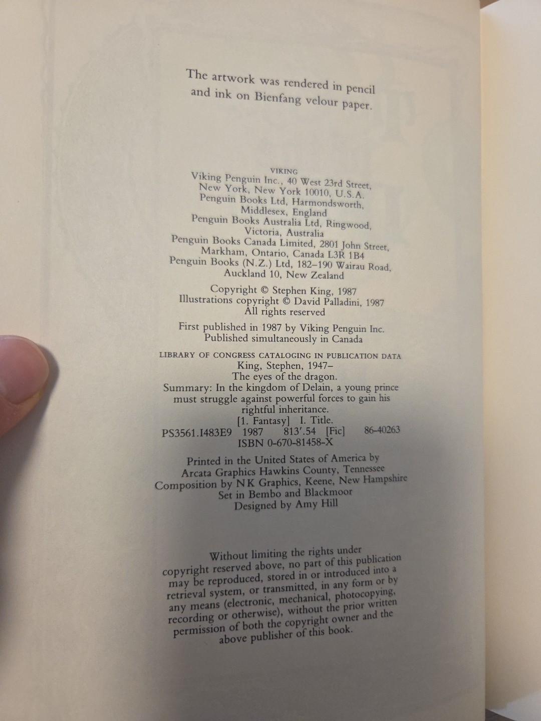 Stephen King’s The Eyes of the Dragon first edition (US 1987 Viking)