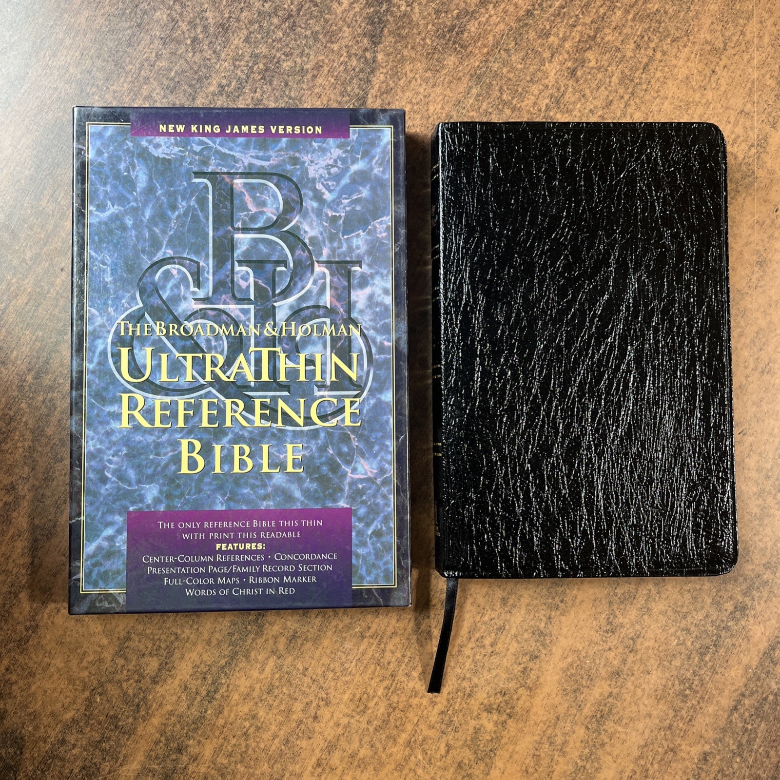 NKJV Ultrathin Reference Bible – Black Genuine Leather – Broadman Holman print