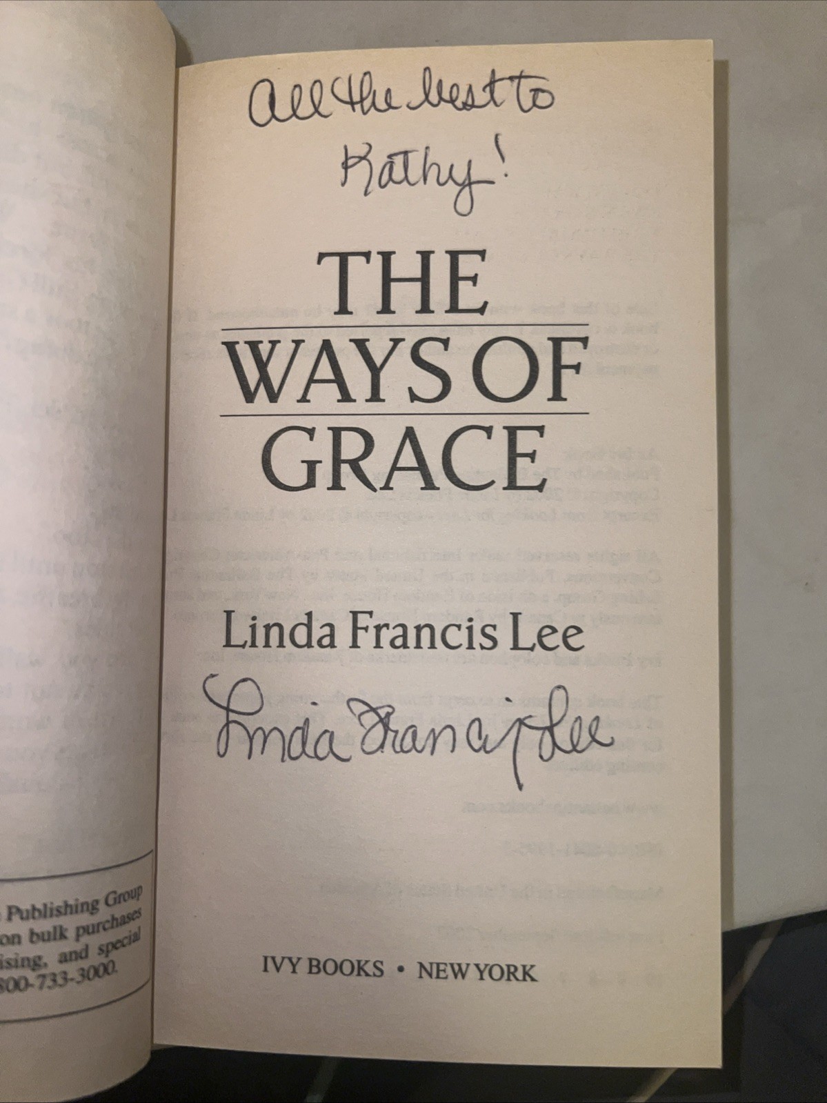 Lot of 3 VTG Linda Francis Lee Books- Swans Grace, The Ways Of Grace, Etc SIGNED
