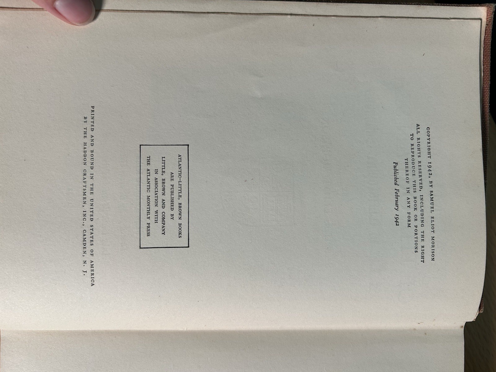 Admiral Of The Ocean Sea by Samuel Eliot Morison ~ Hardcover First Edition 1942