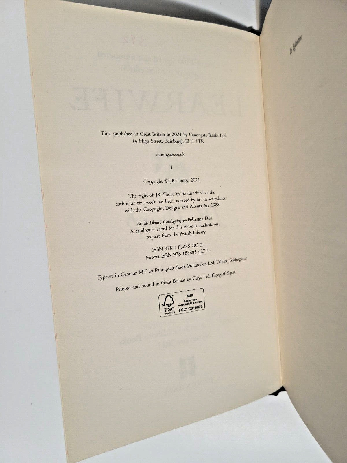 Learwife by JR Thorpe | Signed Numbered 342/1500 | UK First Edition