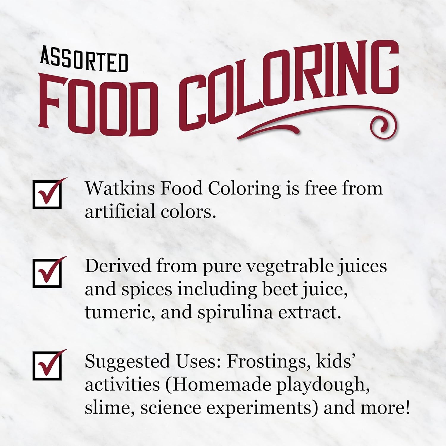 Natural Gluten-Free Food Coloring Set – Red, Yellow, Green, Blue, 3 fl oz Total