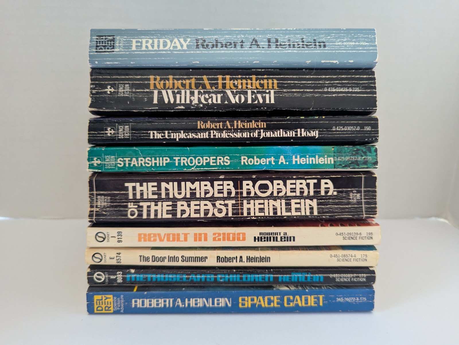 9 BOOK LOT Robert A Heinlein Sci-Fi Paperback Starship Troopers Revolt Space VTG
